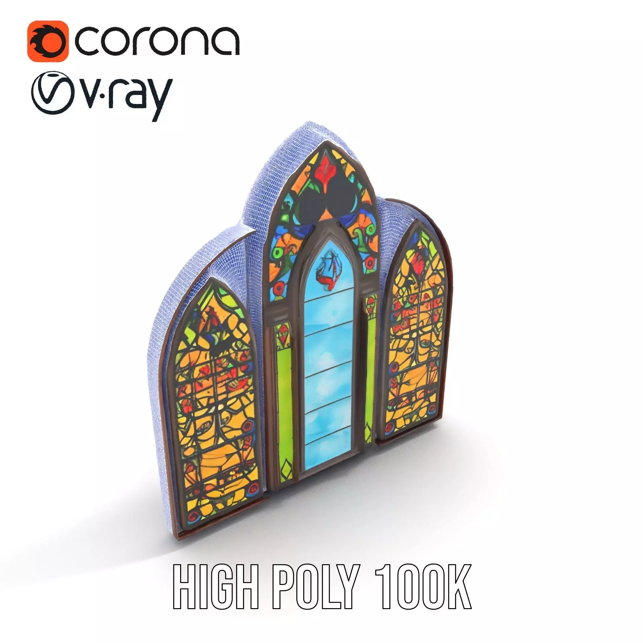 Gothic Stained Glass model pack Low-poly 3D model_33