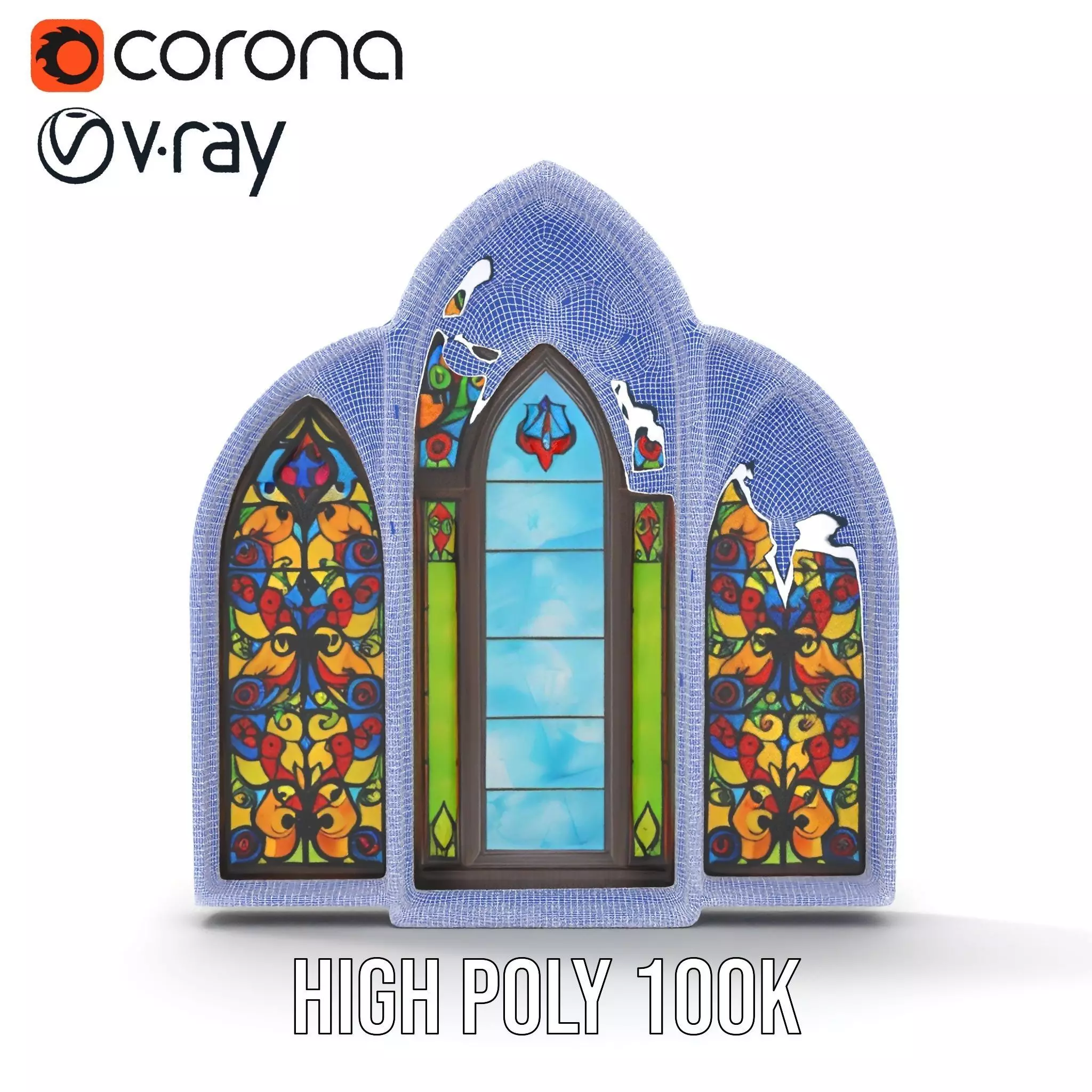Gothic Stained Glass model pack Low-poly 3D model_26