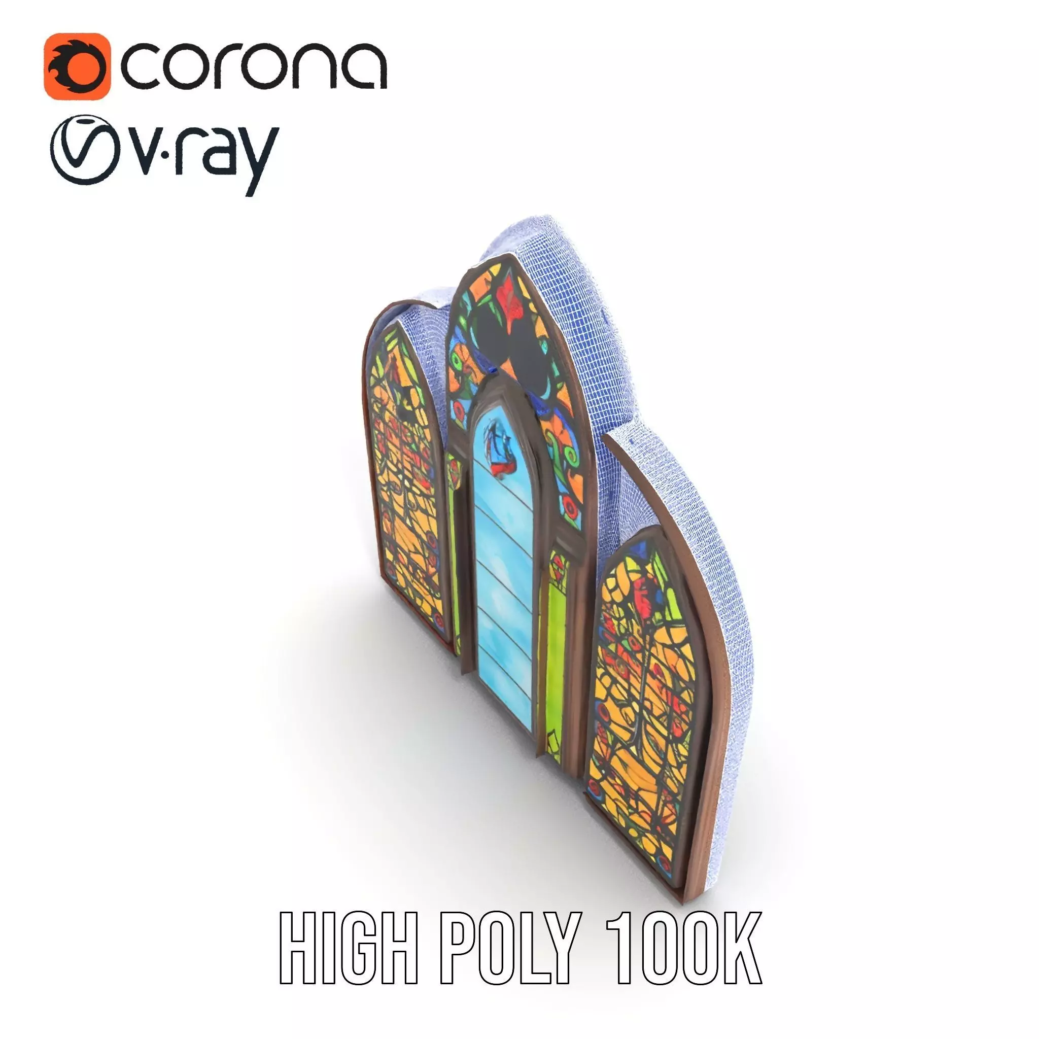 Gothic Stained Glass model pack Low-poly 3D model_34