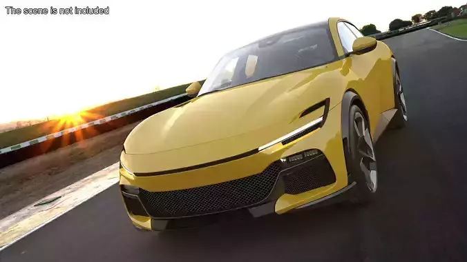 Extreme Crossover Sports Car Yellow Rigged 3D model