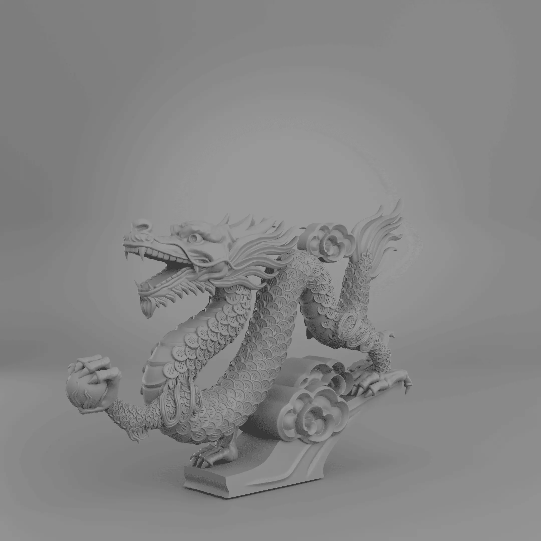 Chinese Dragon 3D Model  Golden Dragon Statue STL OBJ 3D model_3