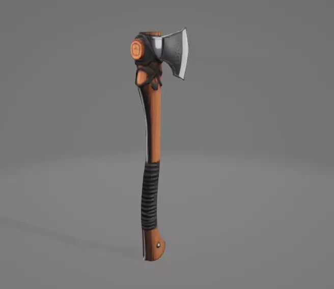 Wood Axe Low-poly 3D model_1