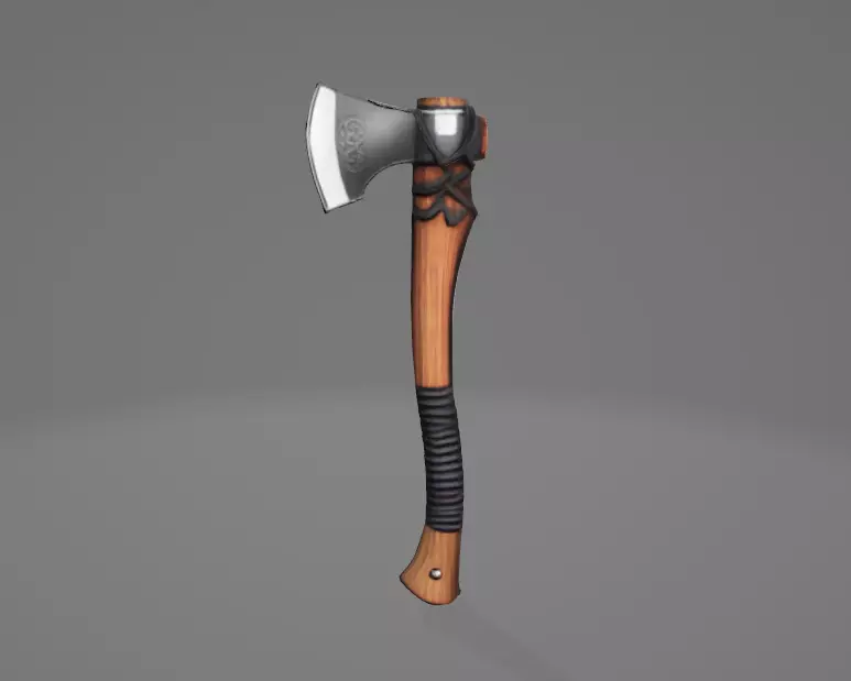 Wood Axe Low-poly 3D model_0