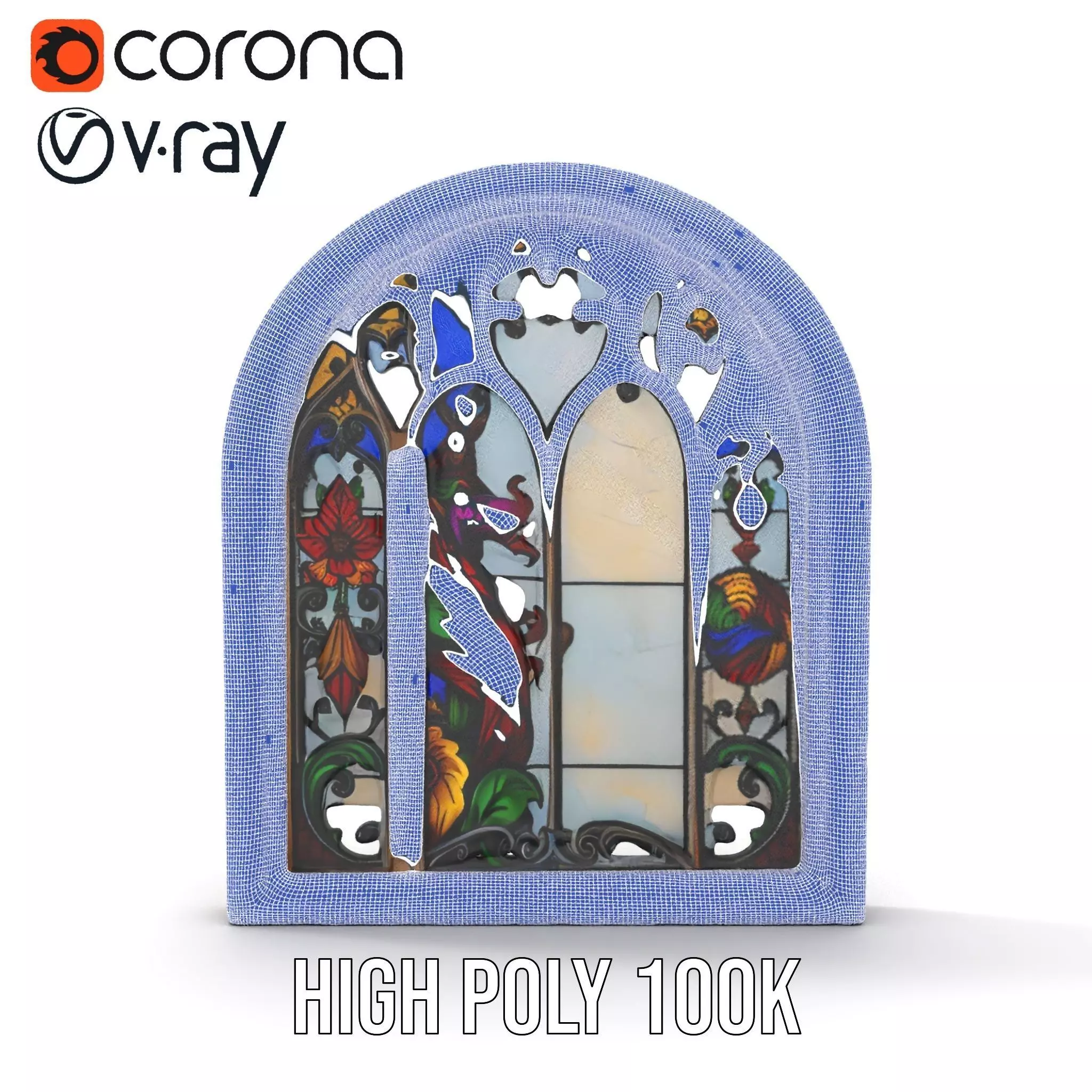 Colorful Stained Glass Window model pack Low-poly 3D model_33