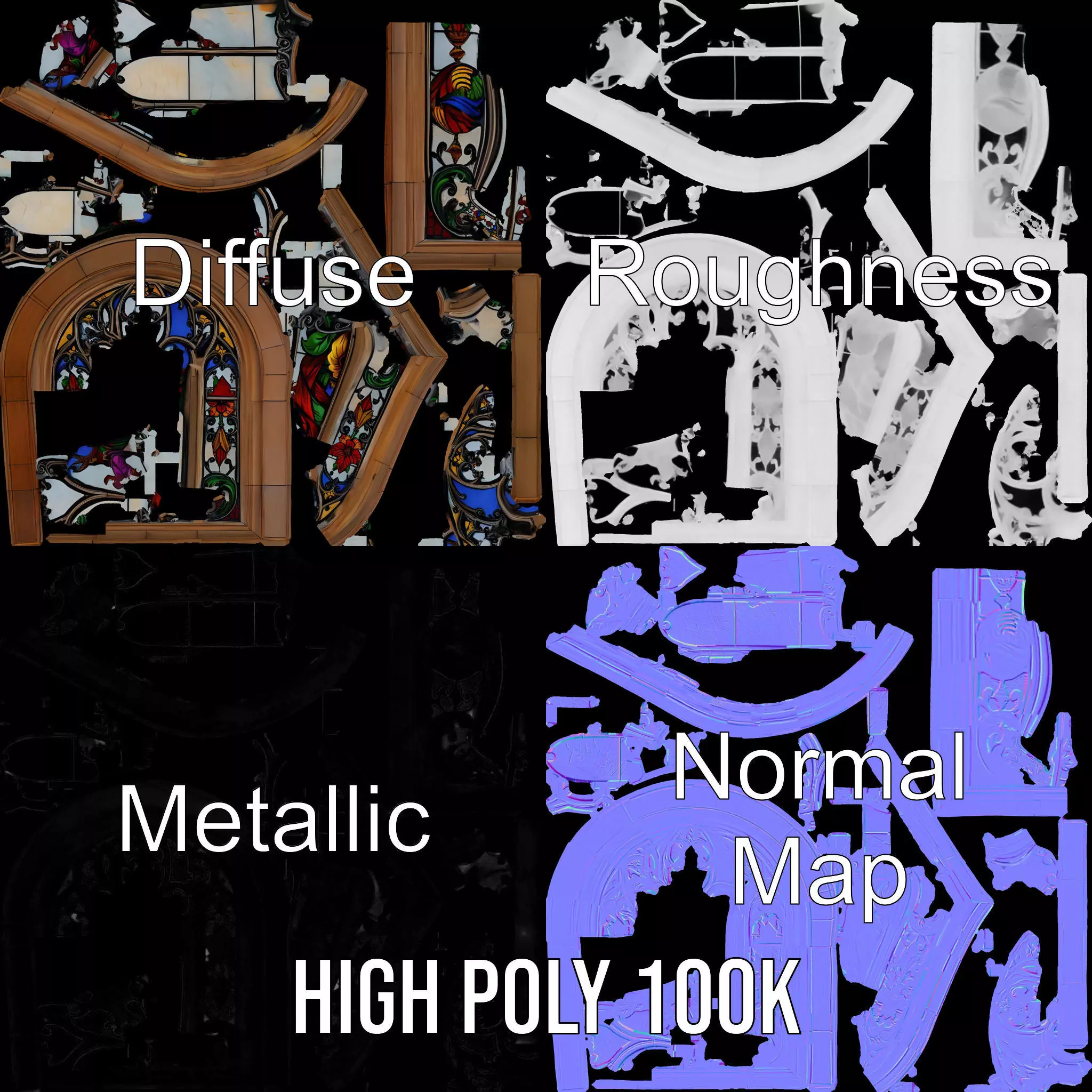 Colorful Stained Glass Window model pack Low-poly 3D model_3