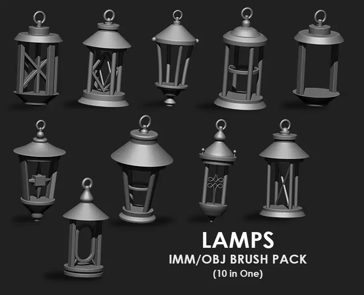 Lamps IMM Brush Pack 10 in One 3D model_0