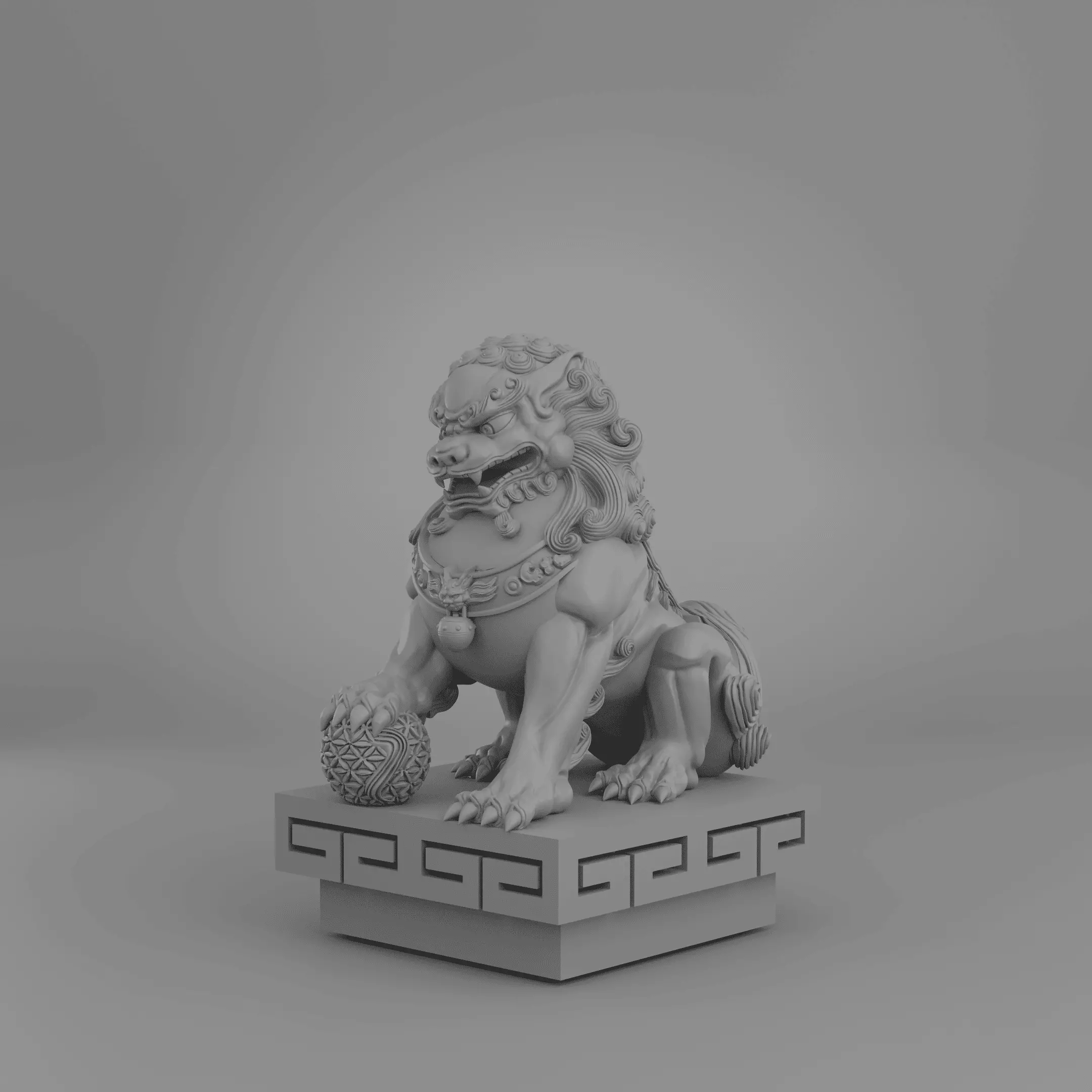 Chinese Guardian Lion 3D Model Foo Dog Statue STL OBJ 3D model_3