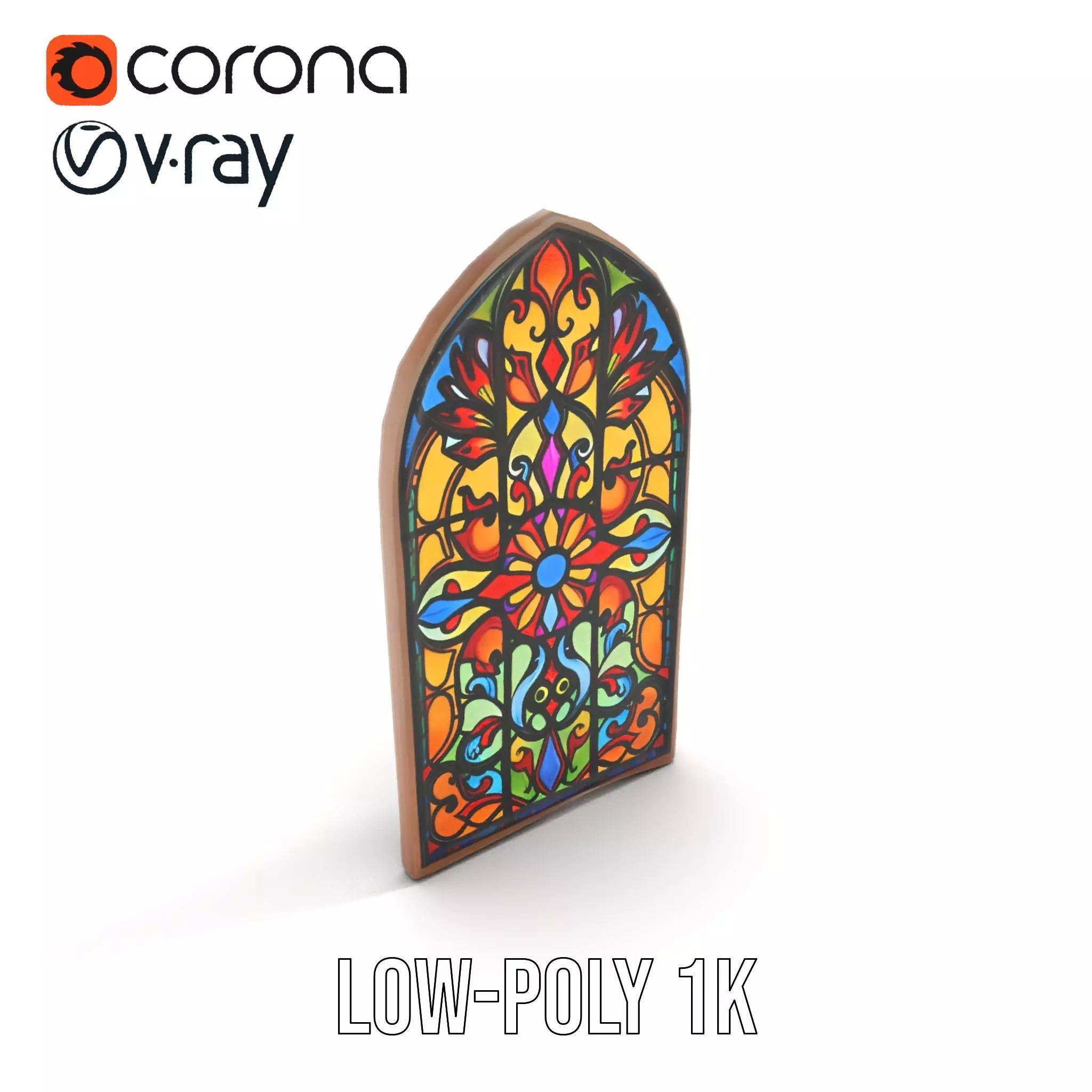 Colorful Gothic Window model pack Low-poly 3D model_12