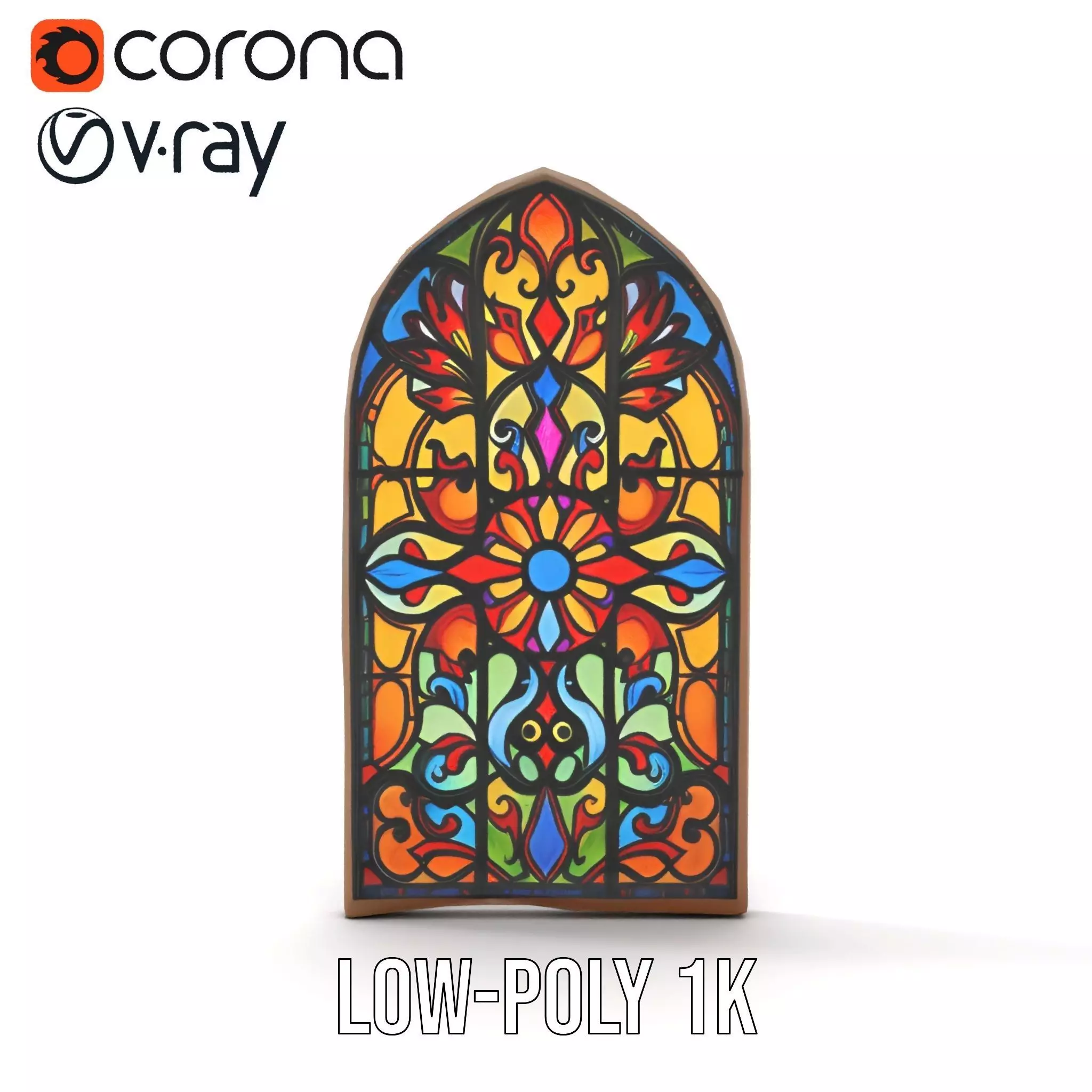 Colorful Gothic Window model pack Low-poly 3D model_17