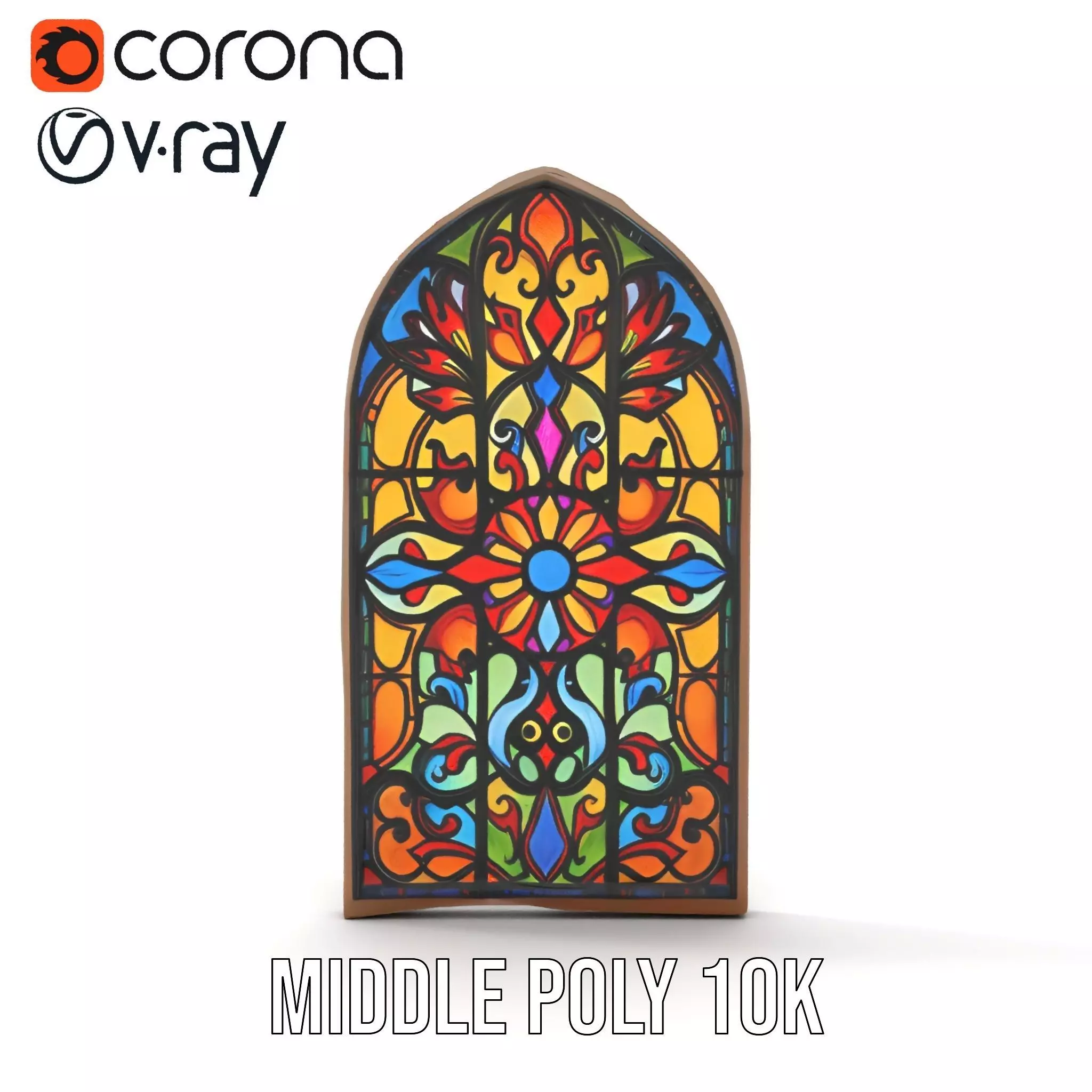 Colorful Gothic Window model pack Low-poly 3D model_13