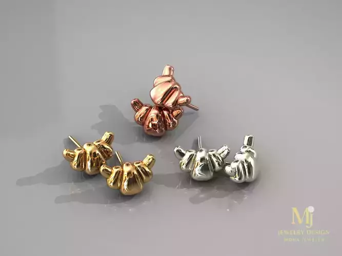 Croissant Stud Earring 3D Model 3D print model