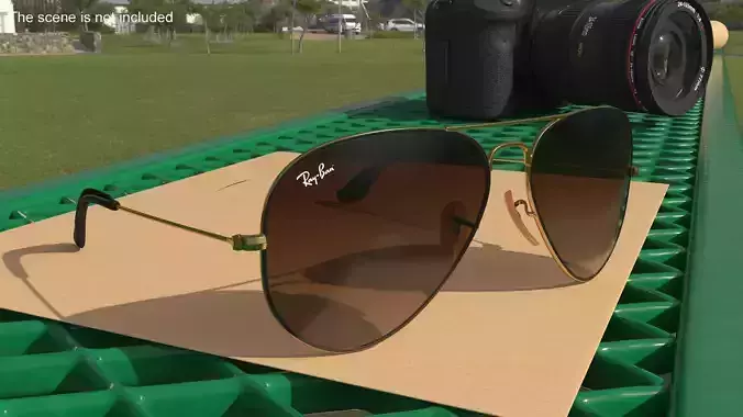 Sunglasses Ray Ban Aviator Brown 3D model