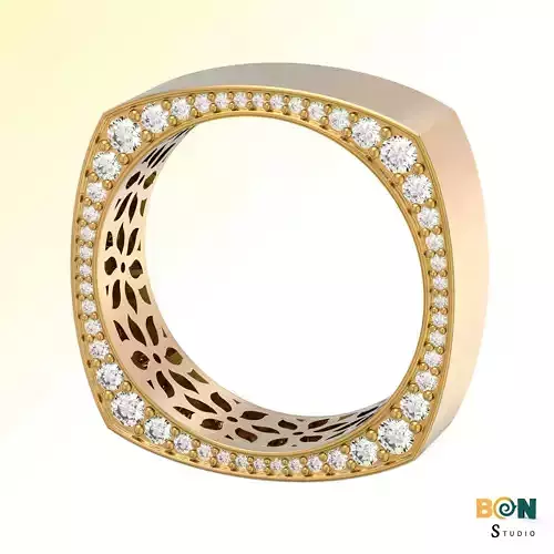 Square Frame Luxury Diamond Ring Unisex Couple Matching Set