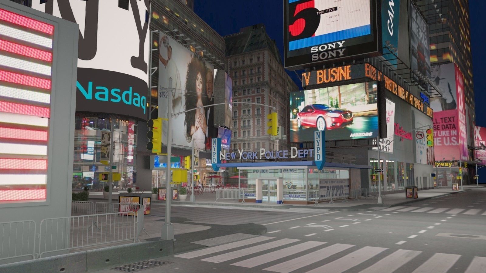 New York Times Square at Day and Night 3D model_25