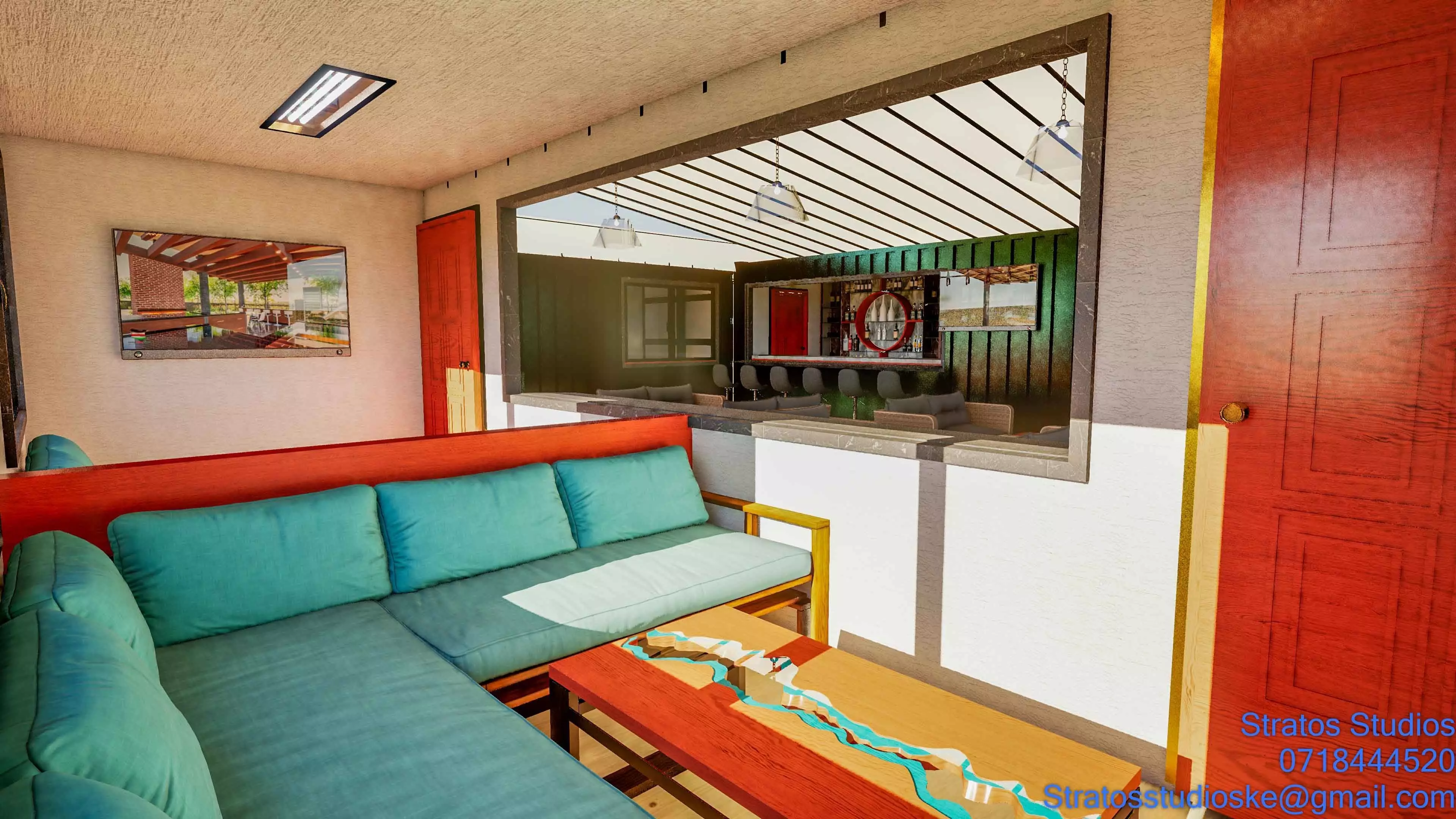 Container House Bar Low-poly 3D model_5