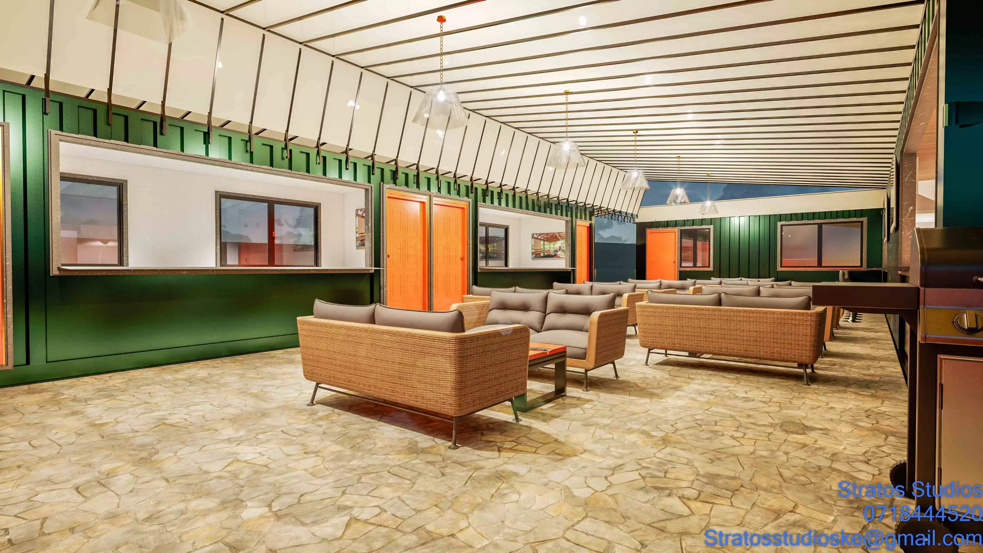 Container House Bar Low-poly 3D model_6