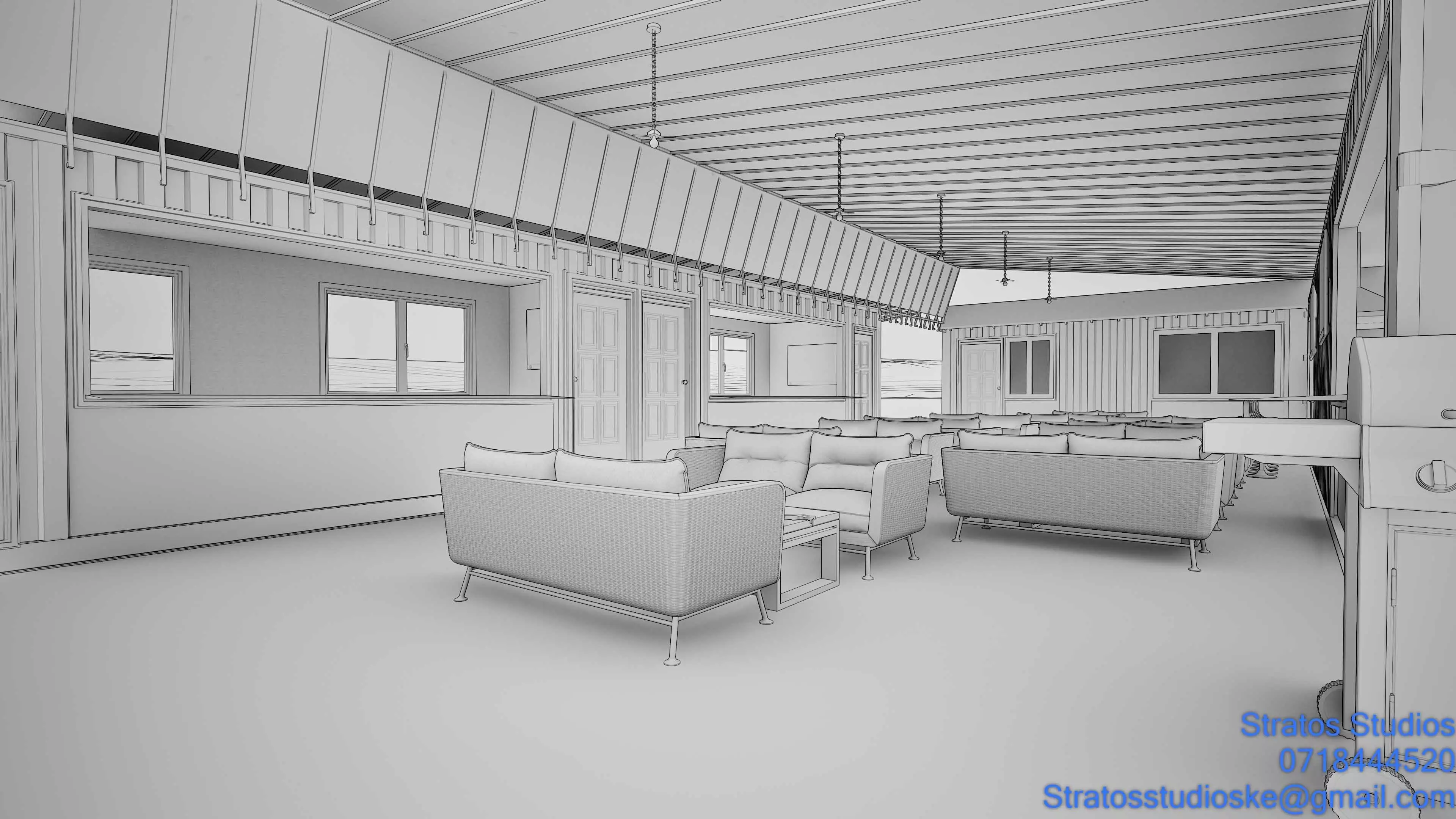 Container House Bar Low-poly 3D model_8