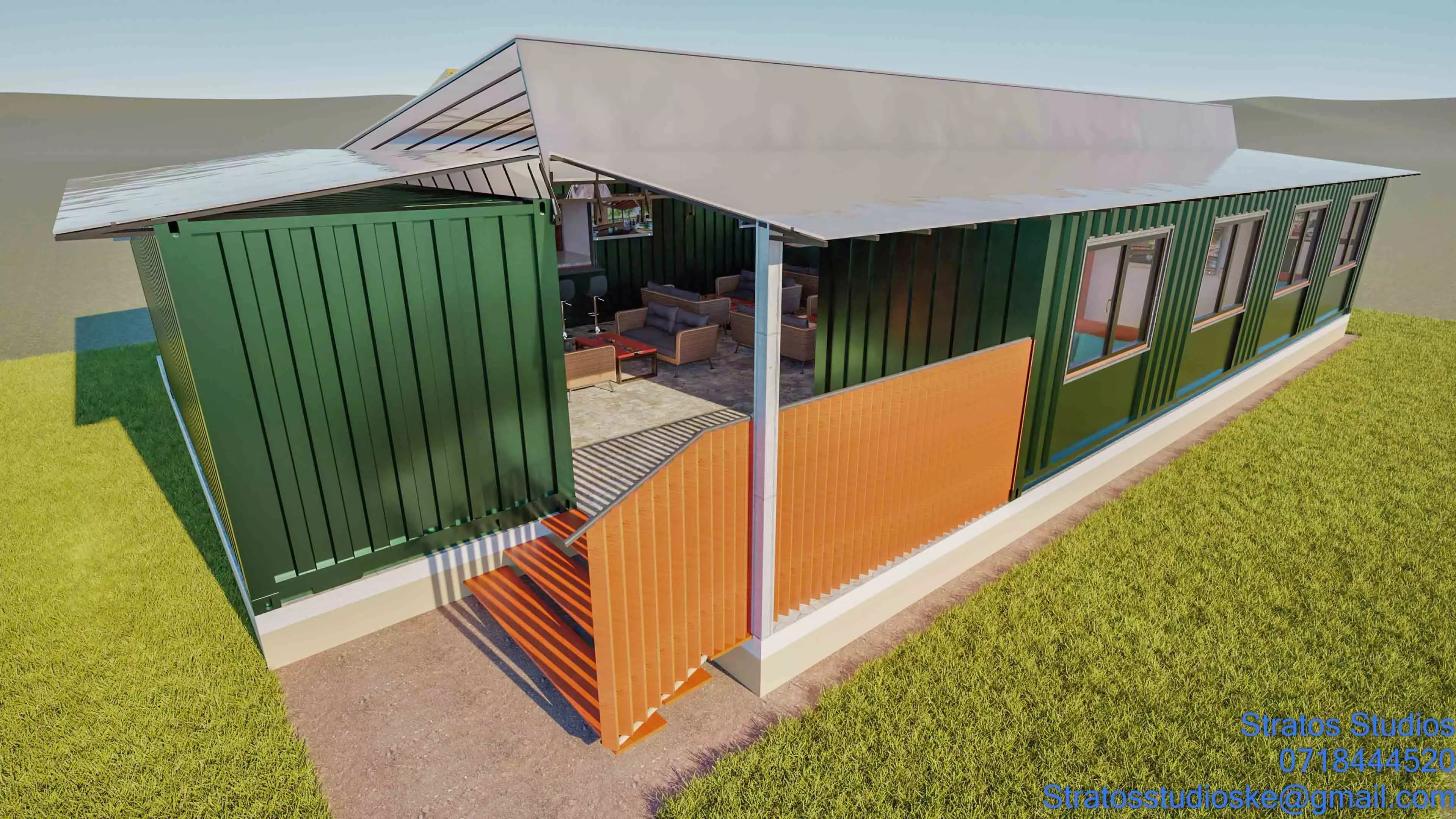 Container House Bar Low-poly 3D model_3