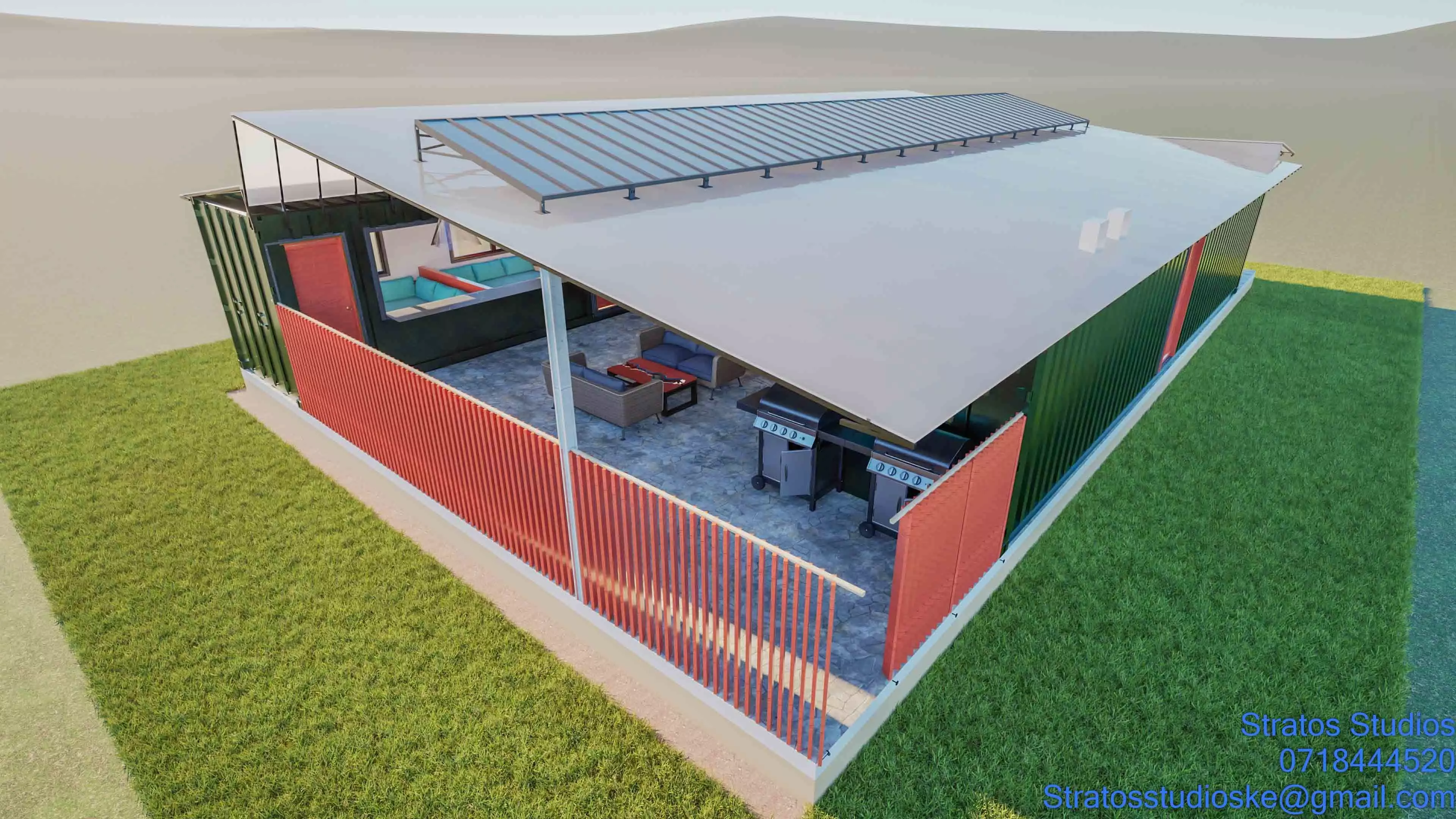 Container House Bar Low-poly 3D model_4