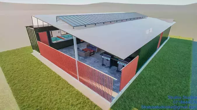 Container House Bar Low-poly 3D model 4