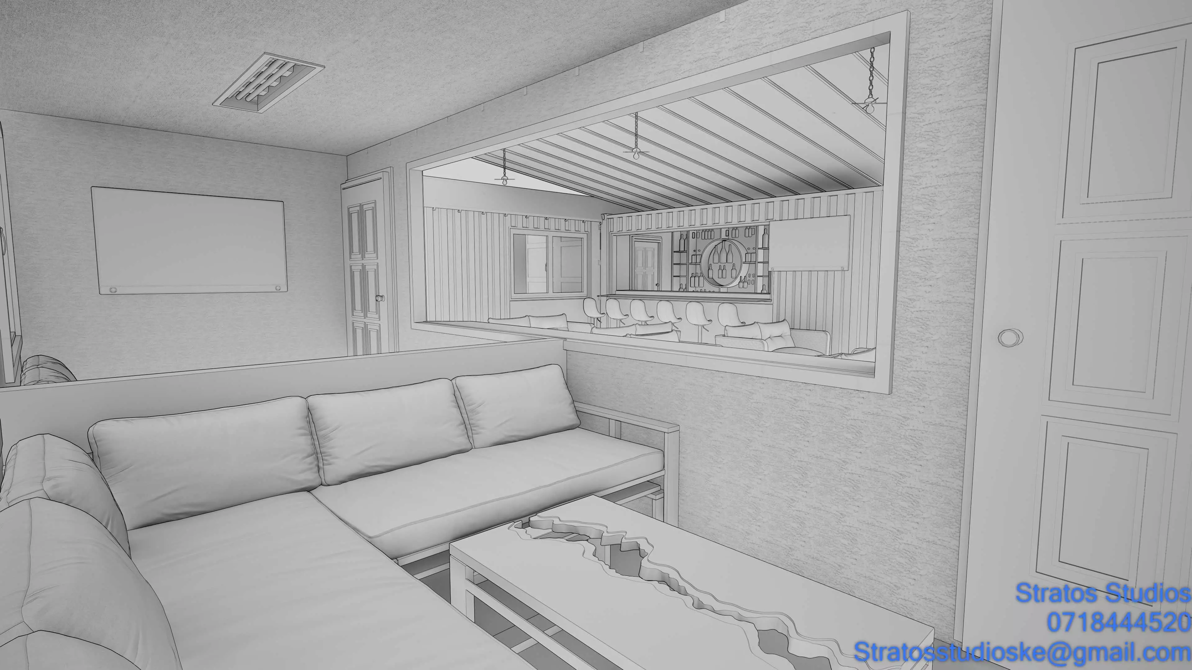 Container House Bar Low-poly 3D model_12