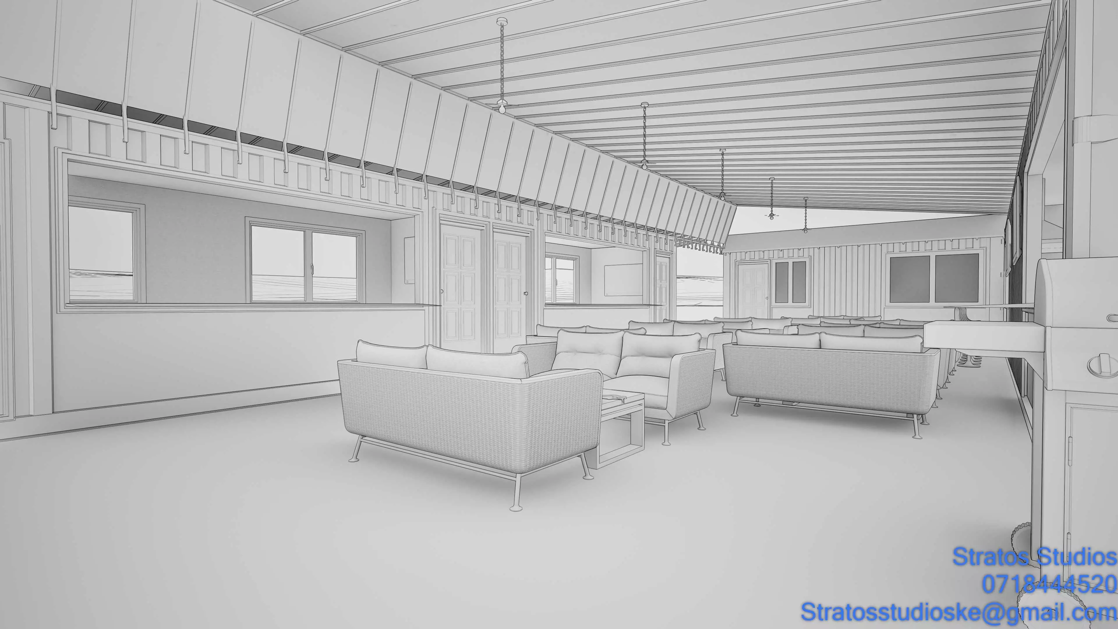 Container House Bar Low-poly 3D model_13