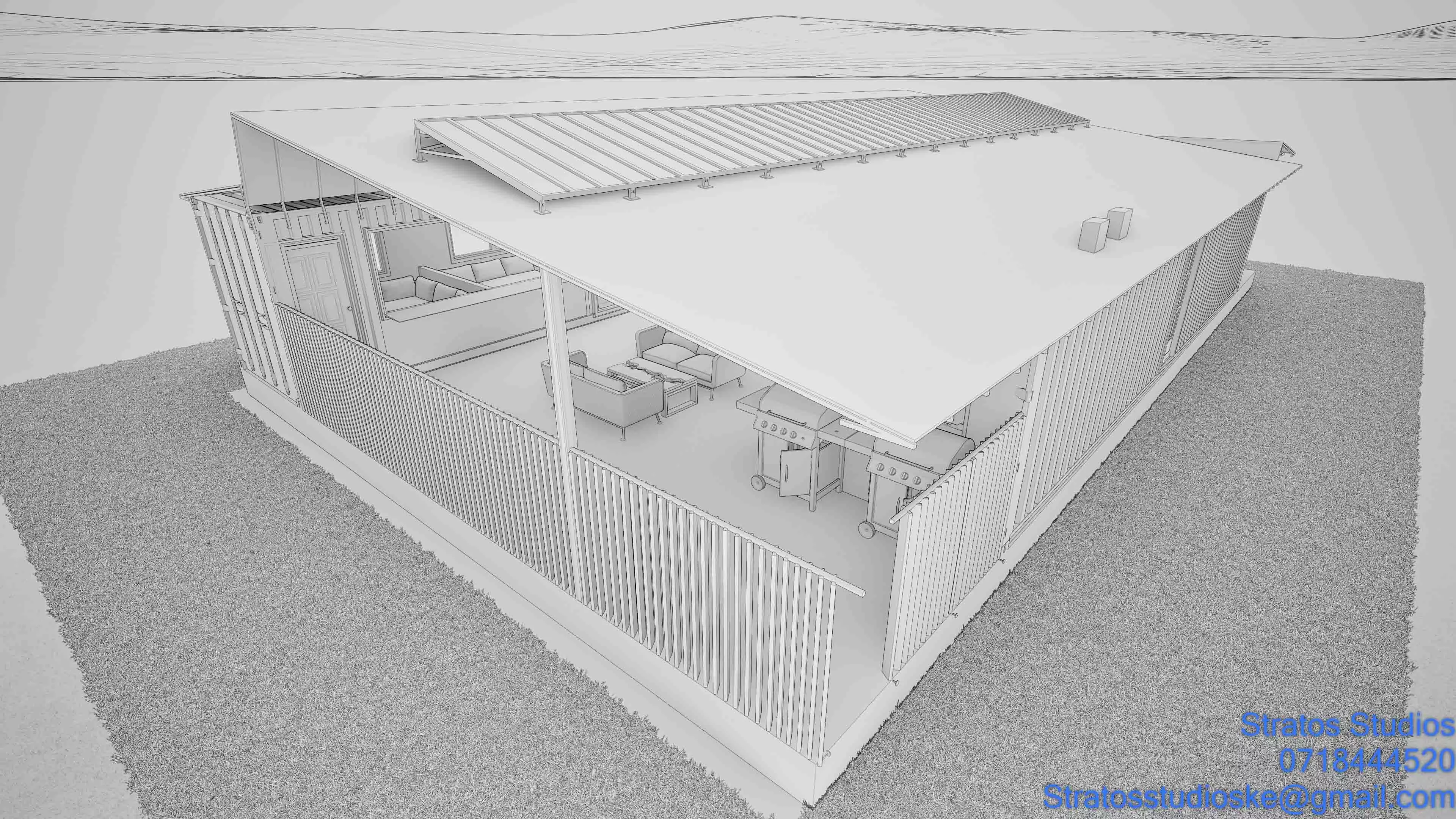 Container House Bar Low-poly 3D model_11