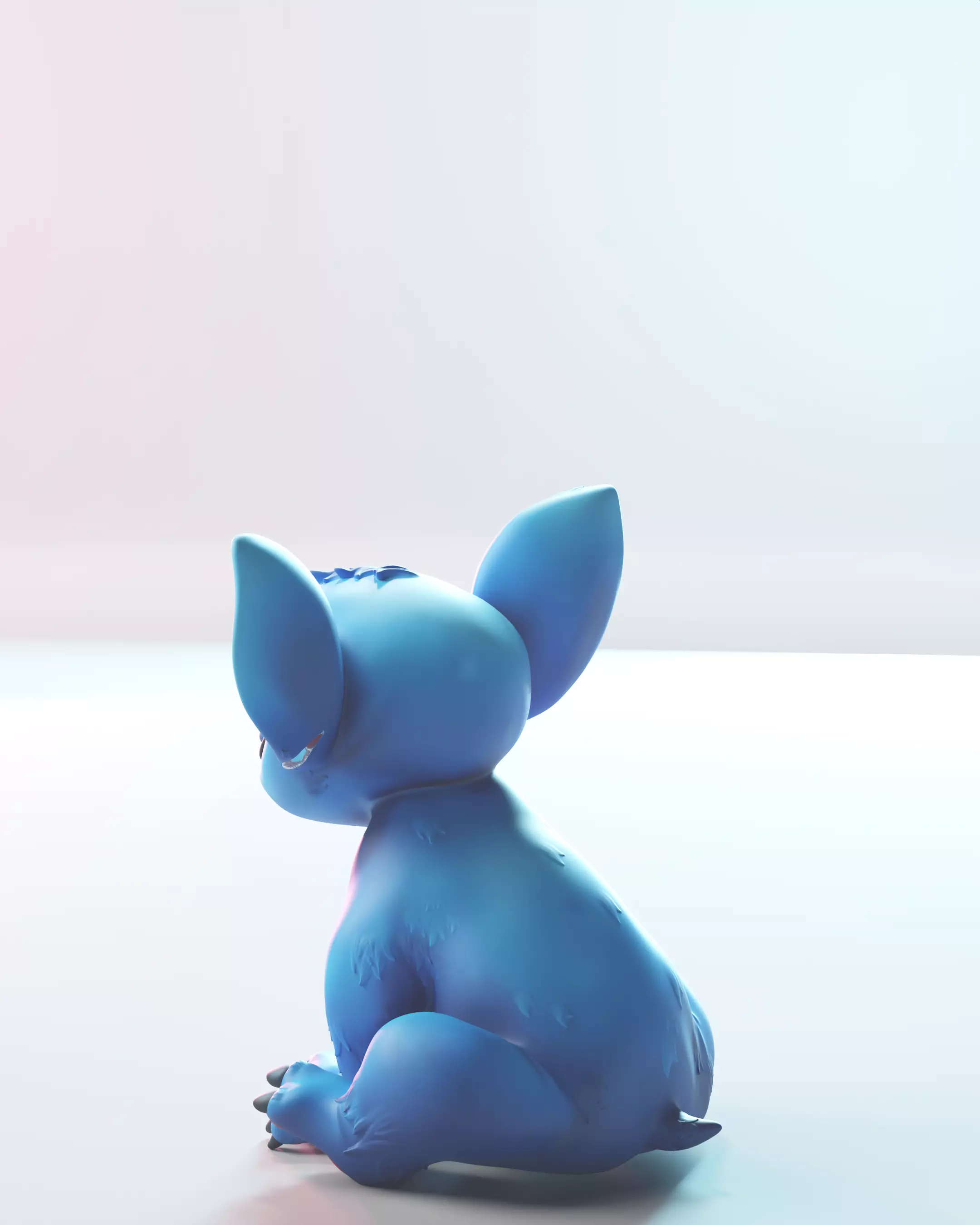 Cute Sitting Stitch Cartoon Character 3D print model_3