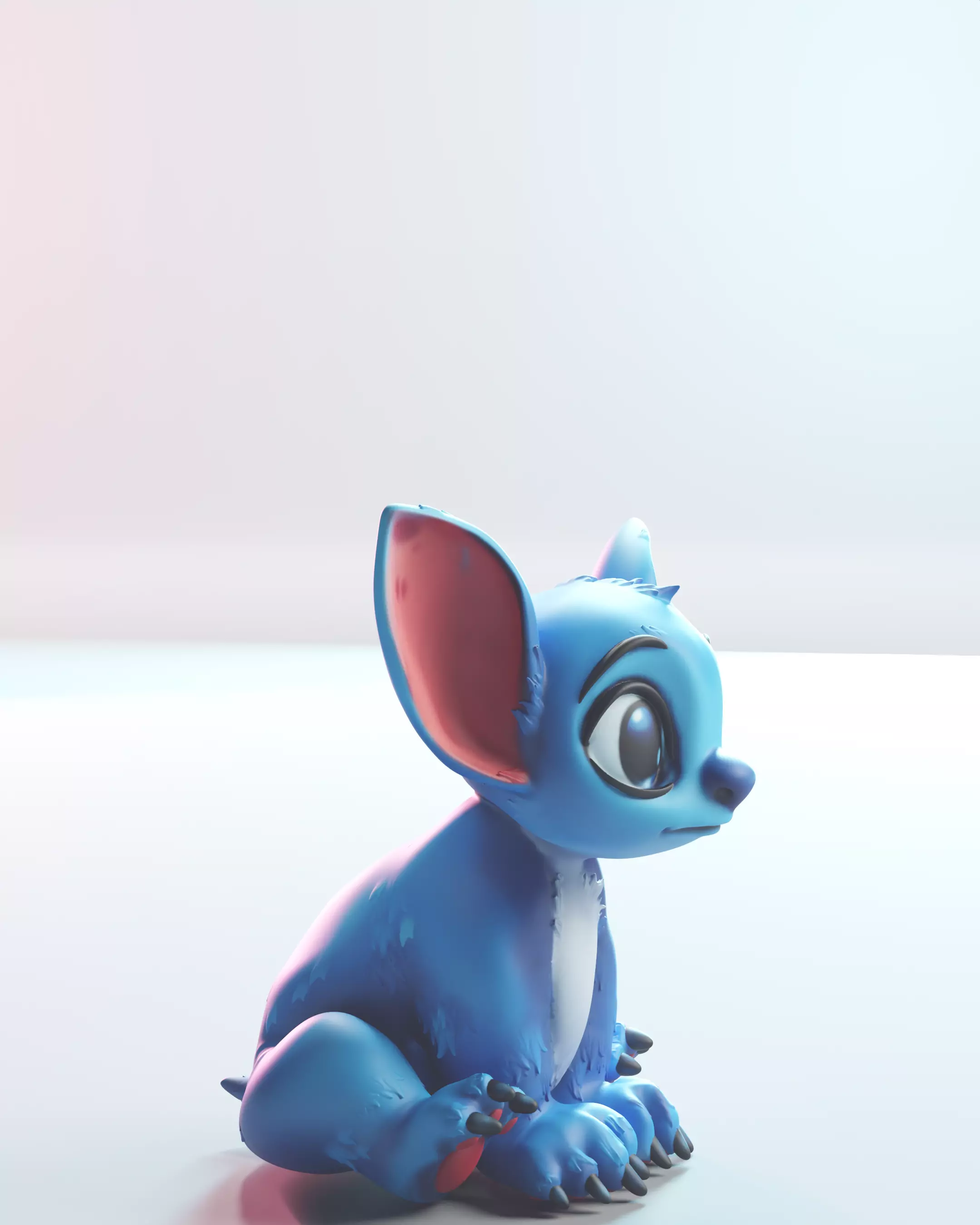 Cute Sitting Stitch Cartoon Character 3D print model_4