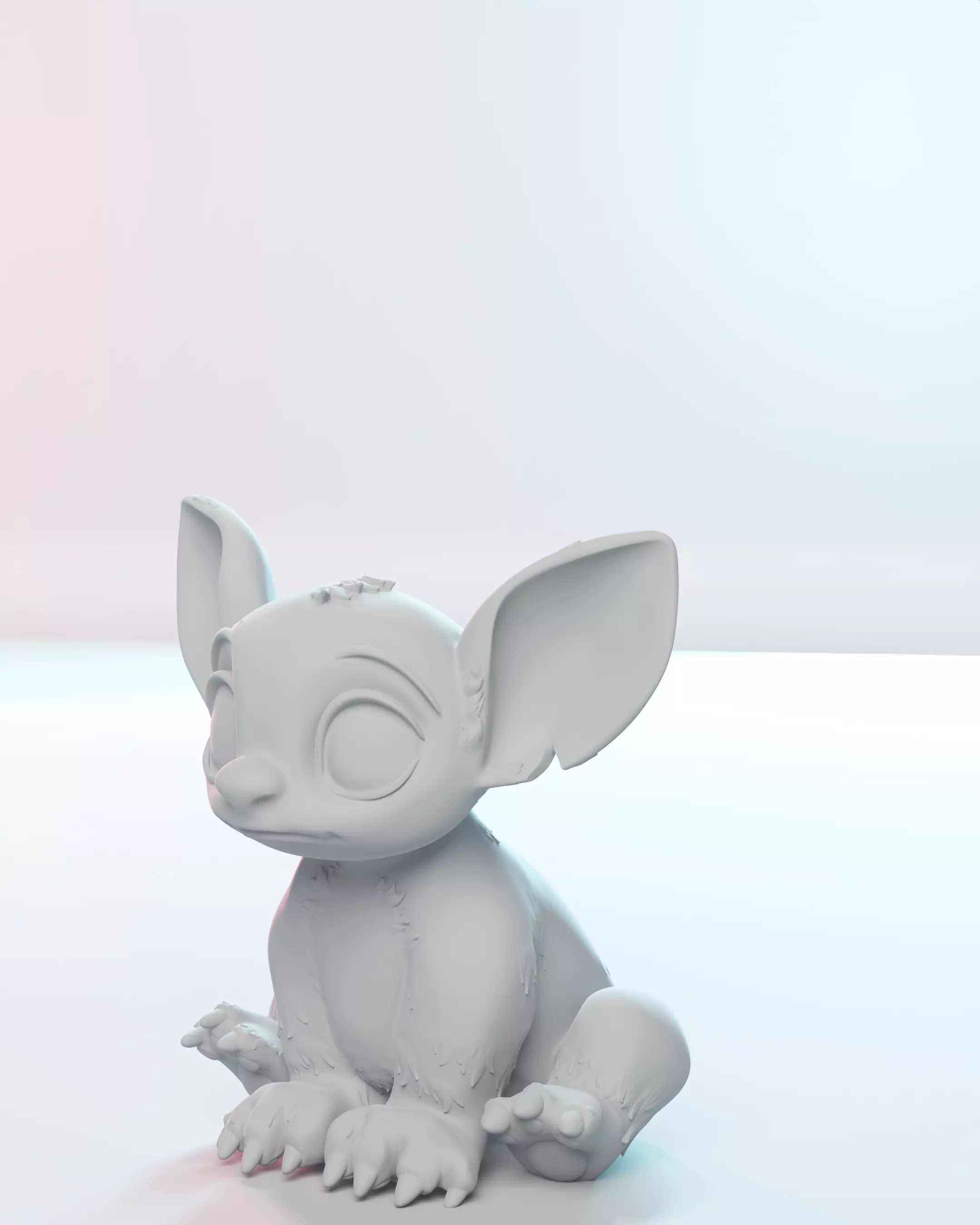 Cute Sitting Stitch Cartoon Character 3D print model_7