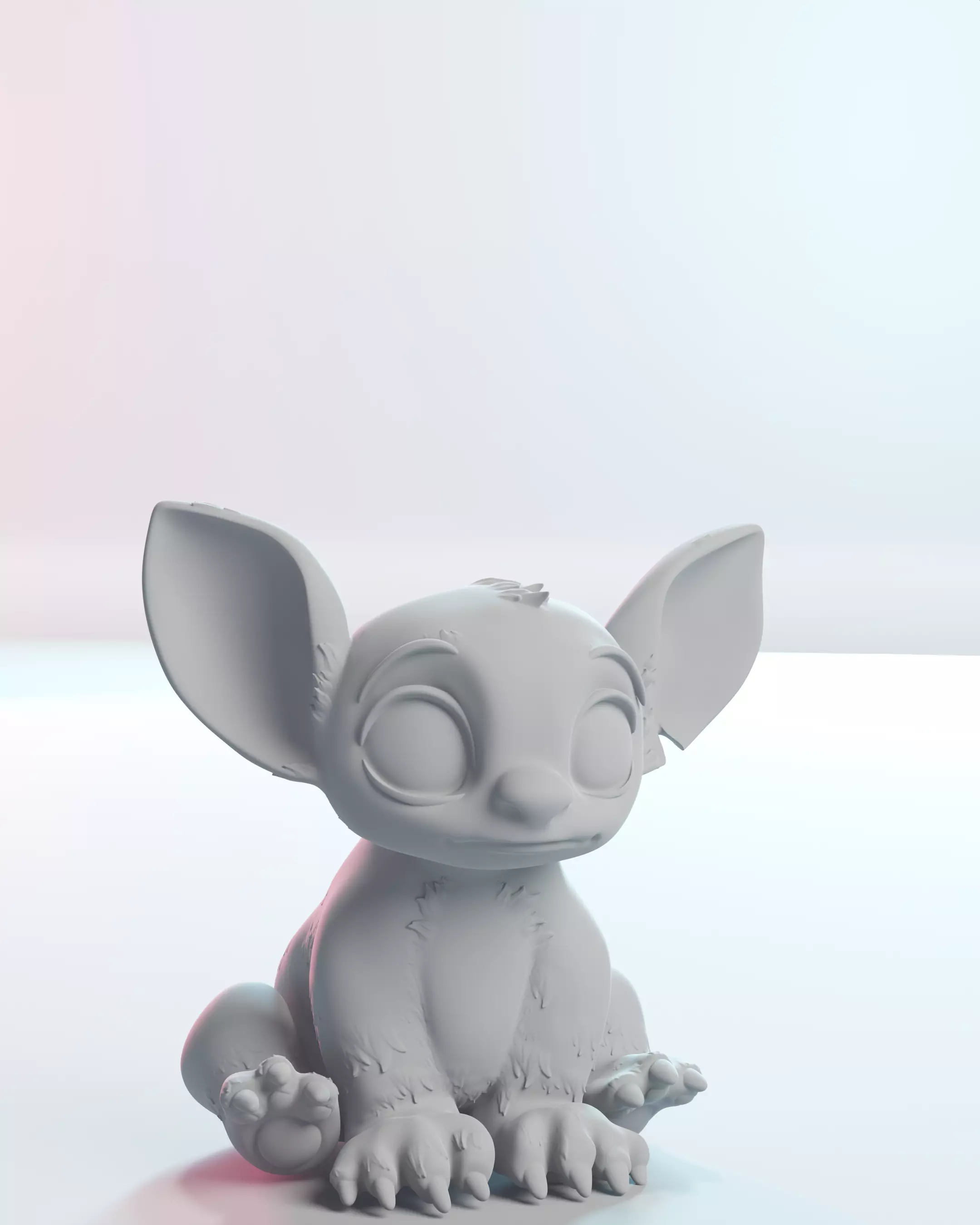Cute Sitting Stitch Cartoon Character 3D print model_6