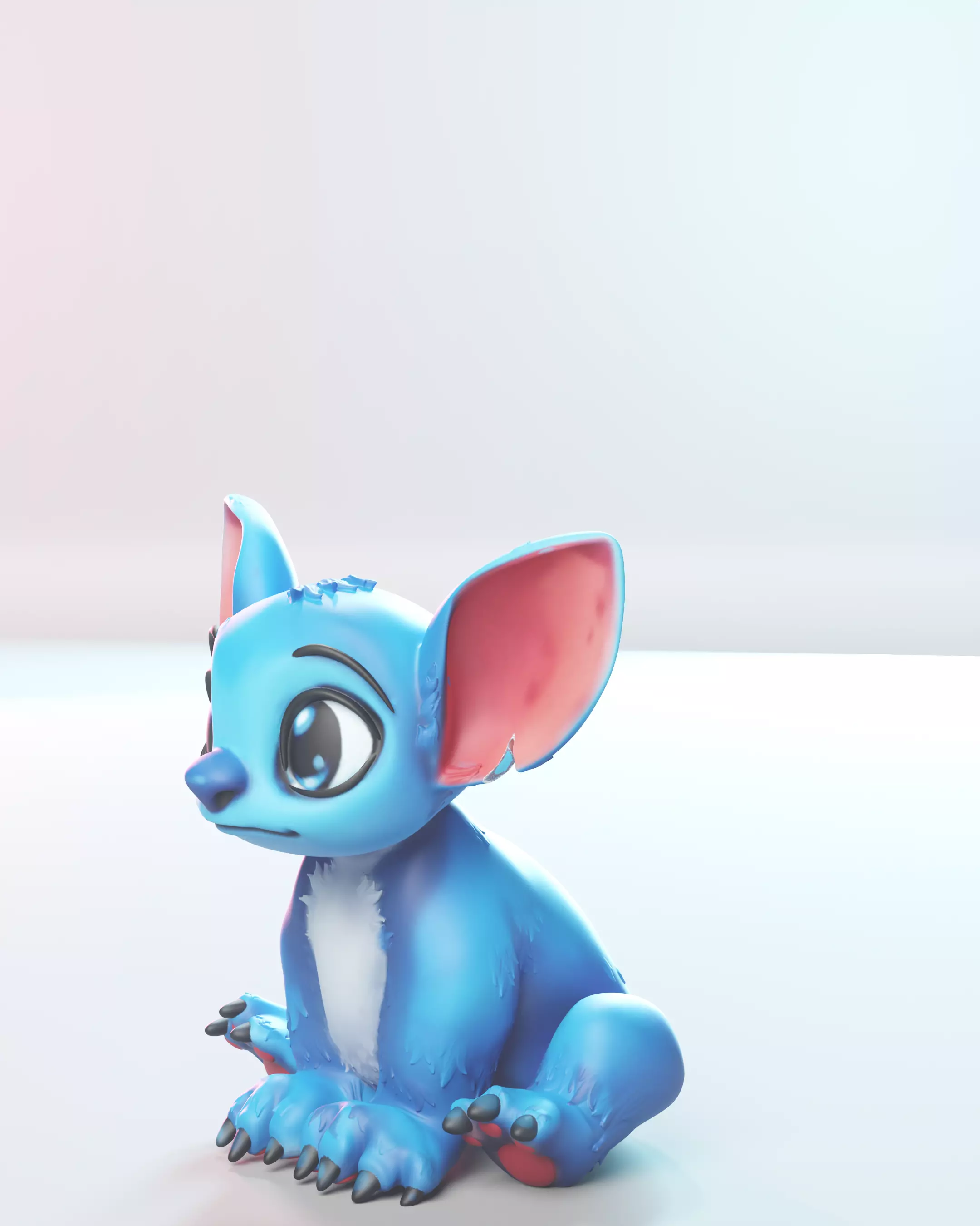 Cute Sitting Stitch Cartoon Character 3D print model_1