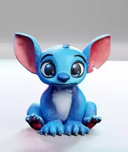 Cute Sitting Stitch Cartoon Character