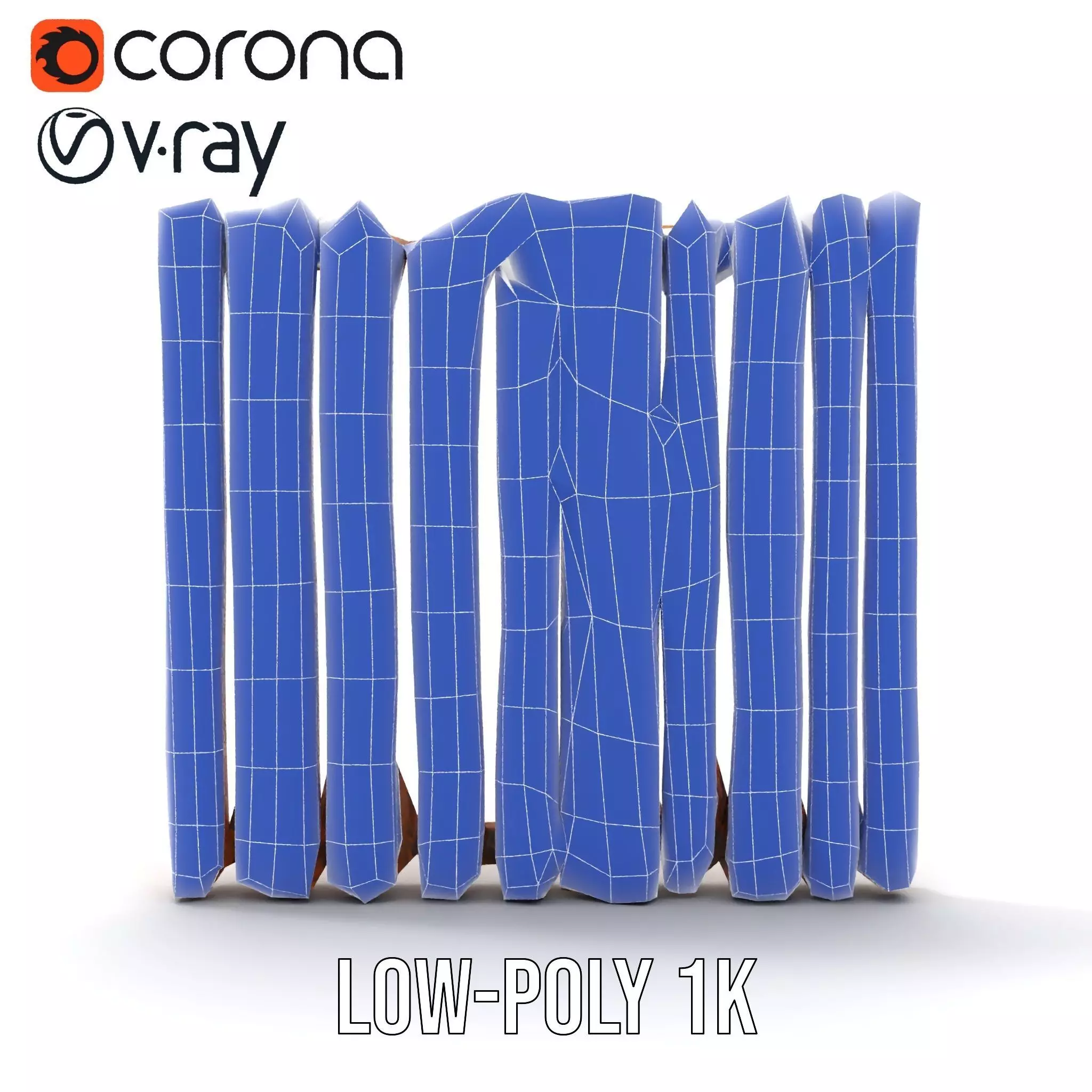 Rustic Wooden Fence model pack Low-poly 3D model_28