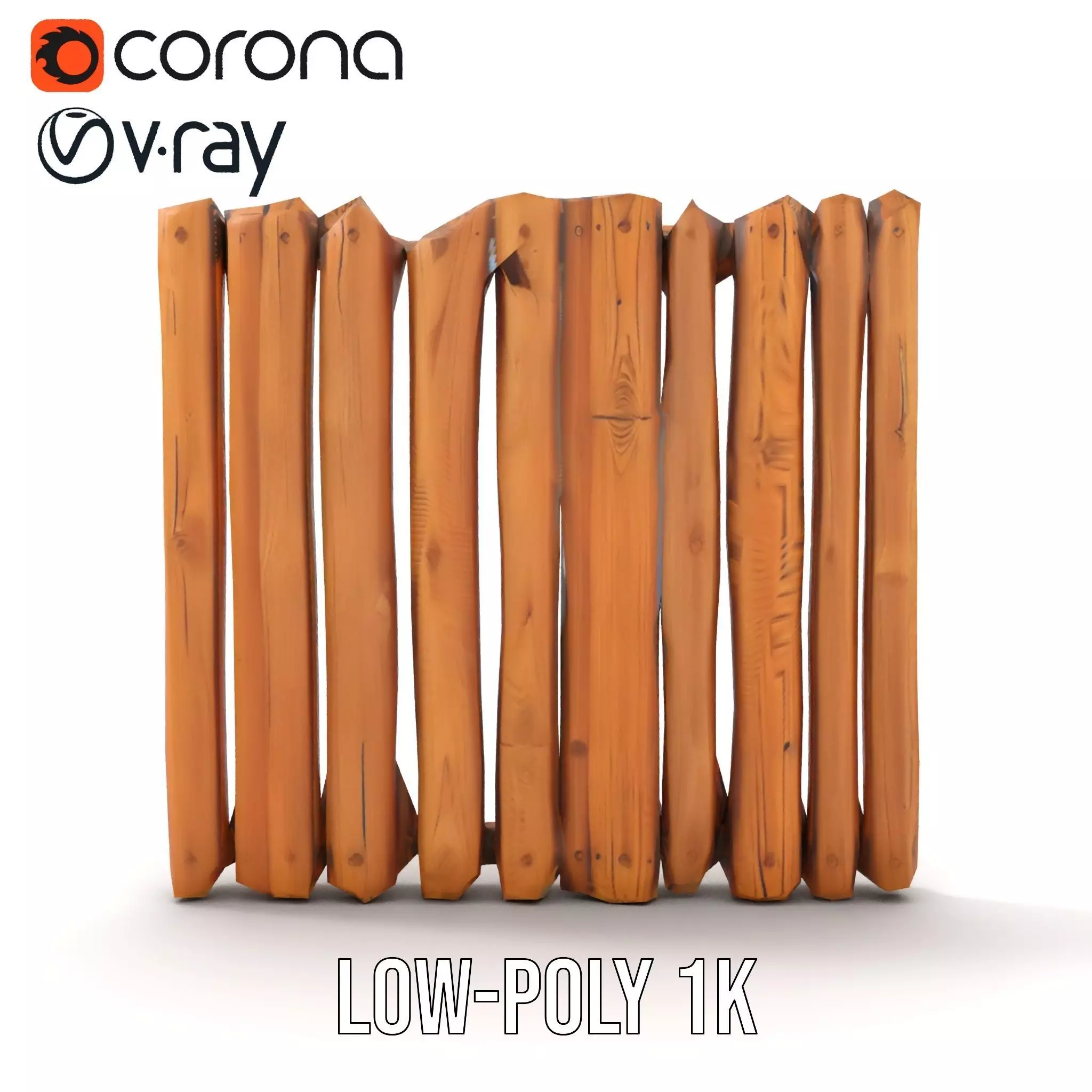 Rustic Wooden Fence model pack Low-poly 3D model_7