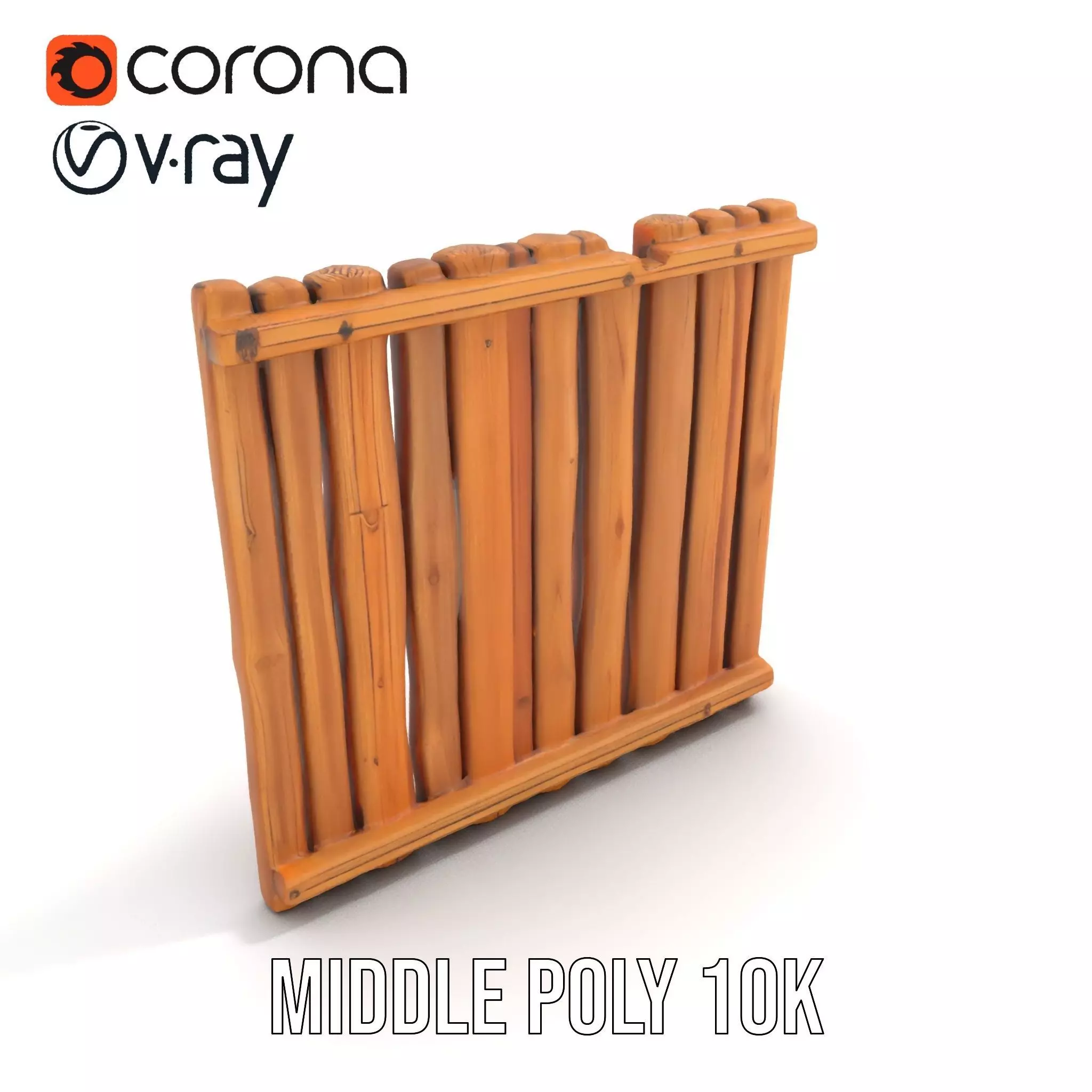 Rustic Wooden Fence model pack Low-poly 3D model_6
