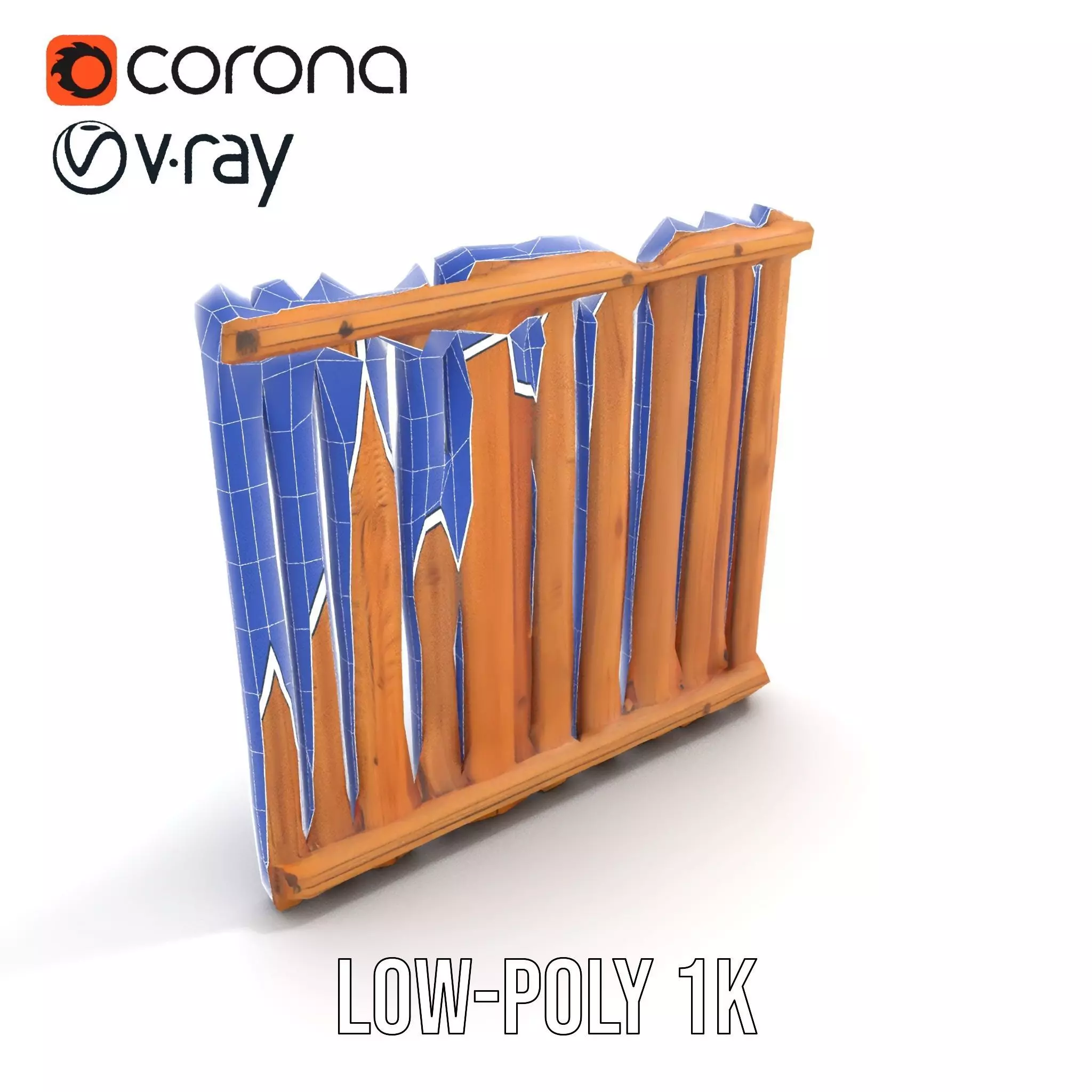 Rustic Wooden Fence model pack Low-poly 3D model_25