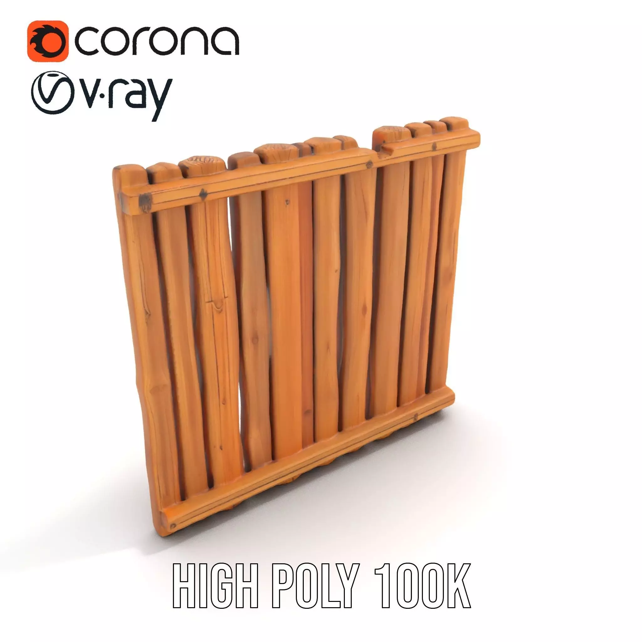 Rustic Wooden Fence model pack Low-poly 3D model_20
