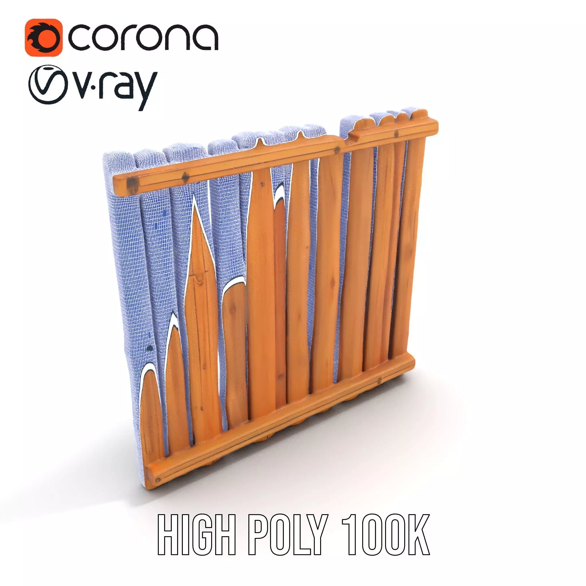 Rustic Wooden Fence model pack Low-poly 3D model_34