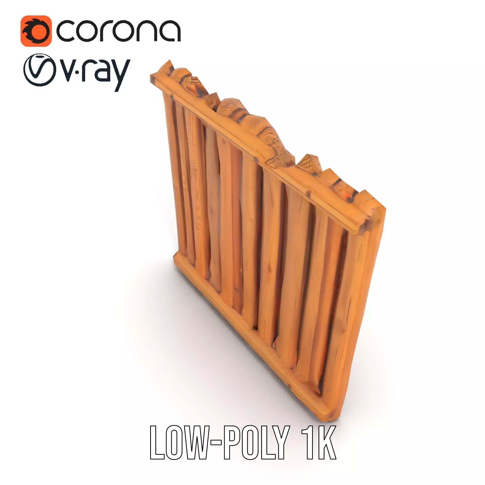 Rustic Wooden Fence model pack Low-poly 3D model_22