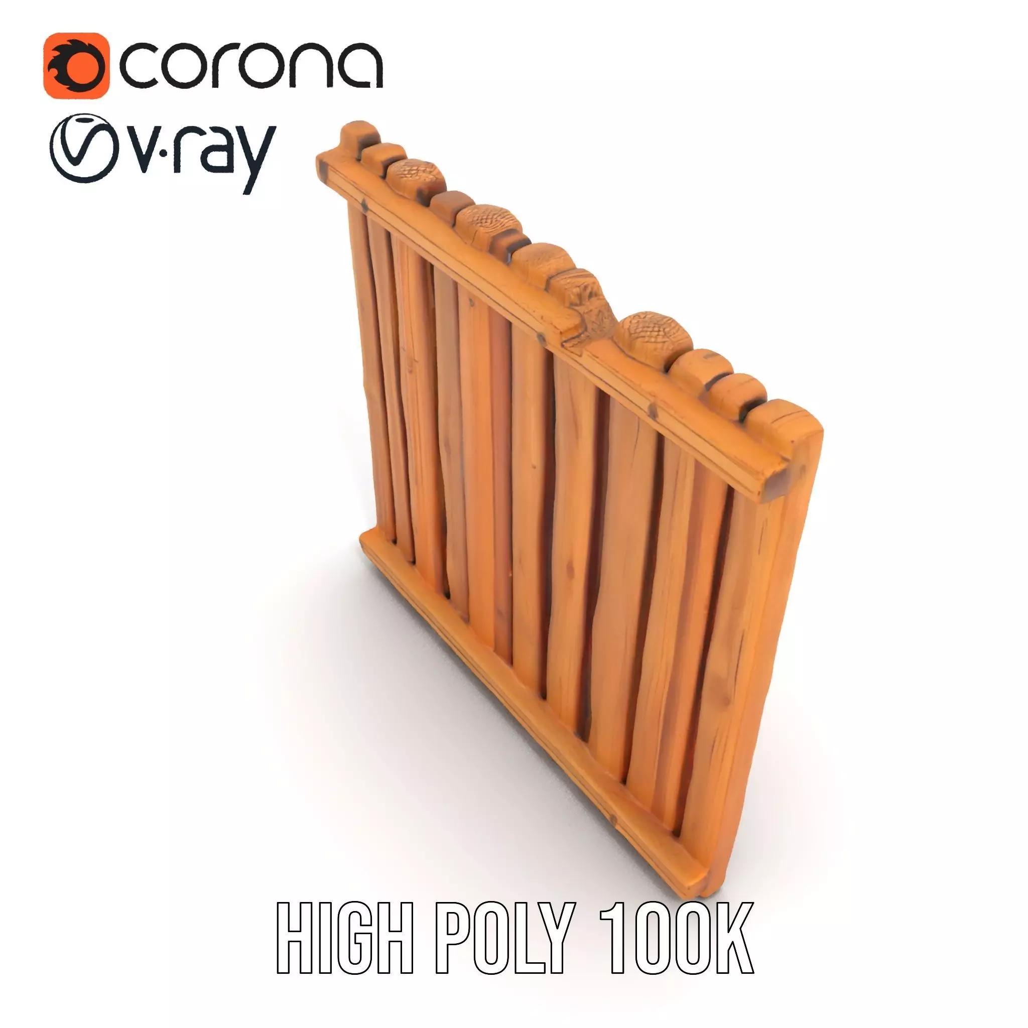 Rustic Wooden Fence model pack Low-poly 3D model_15