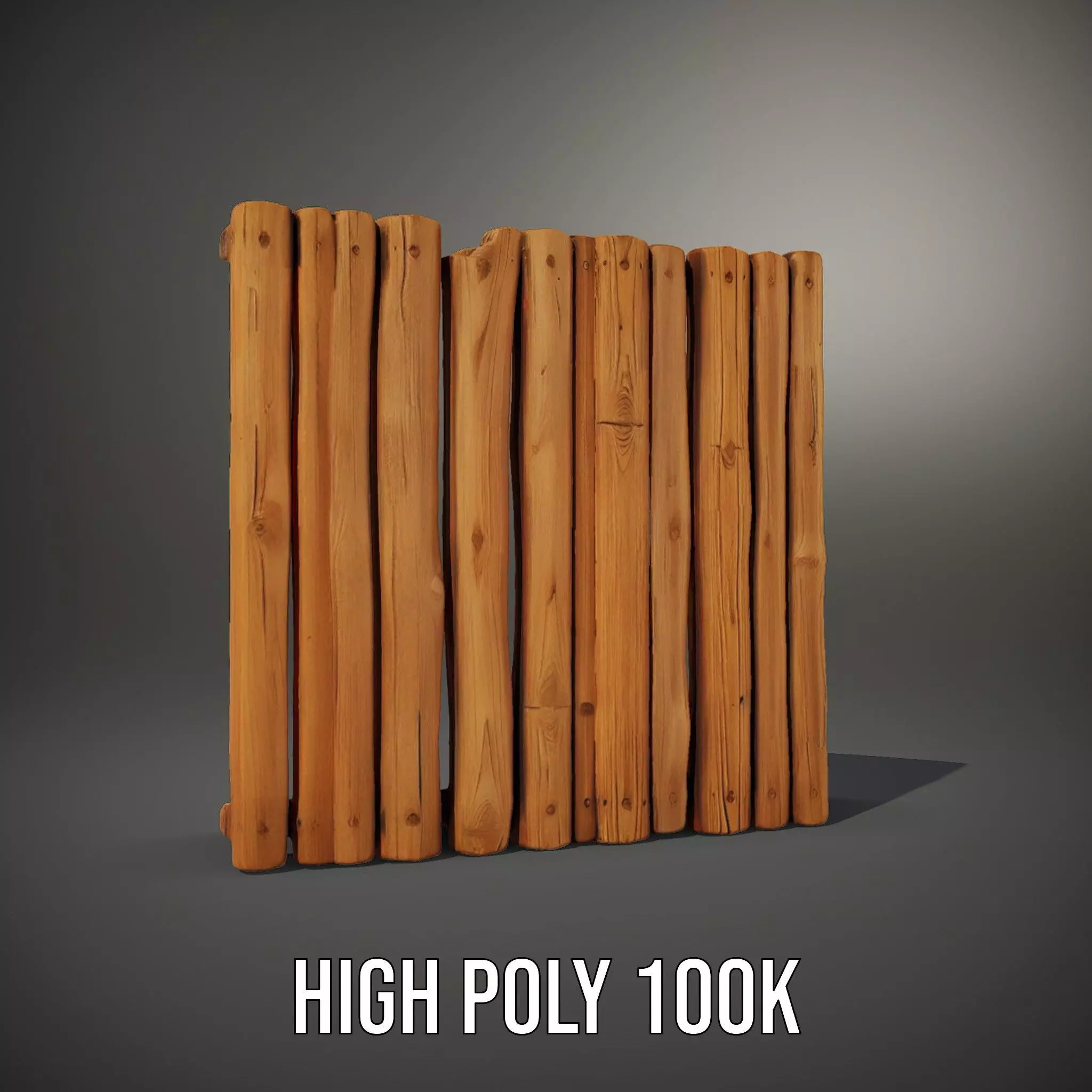 Rustic Wooden Fence model pack Low-poly 3D model_10