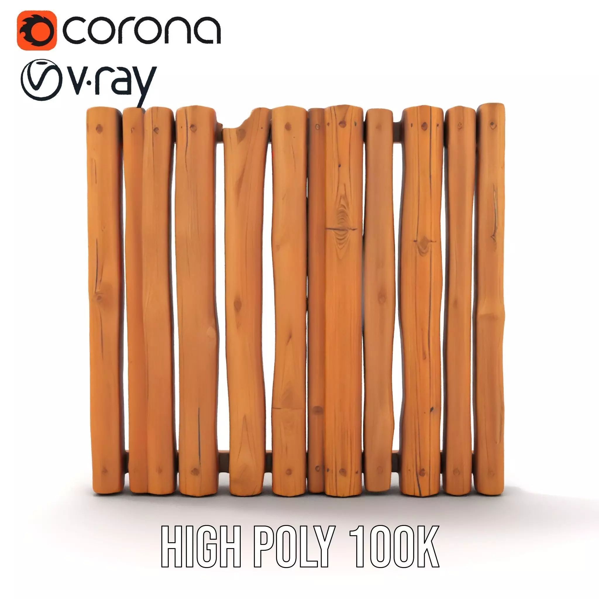 Rustic Wooden Fence model pack Low-poly 3D model_29