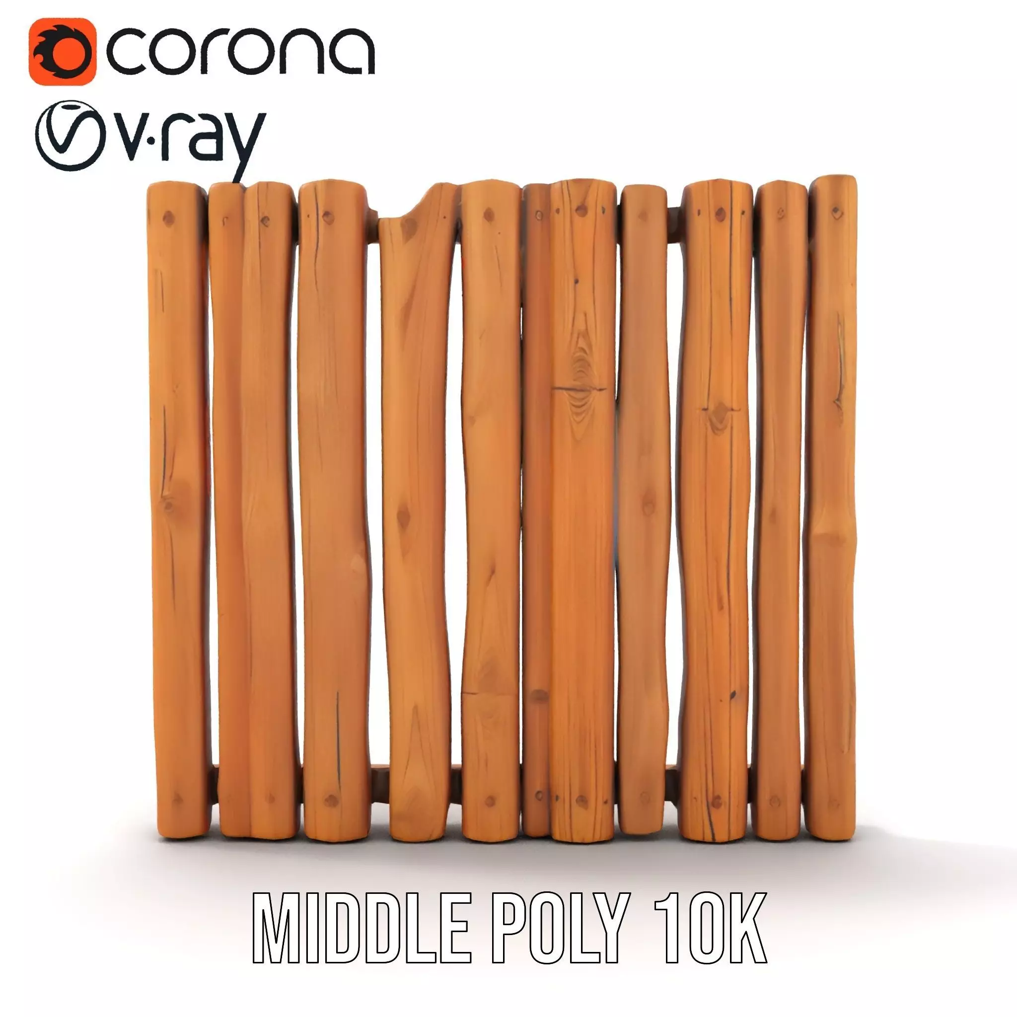 Rustic Wooden Fence model pack Low-poly 3D model_18