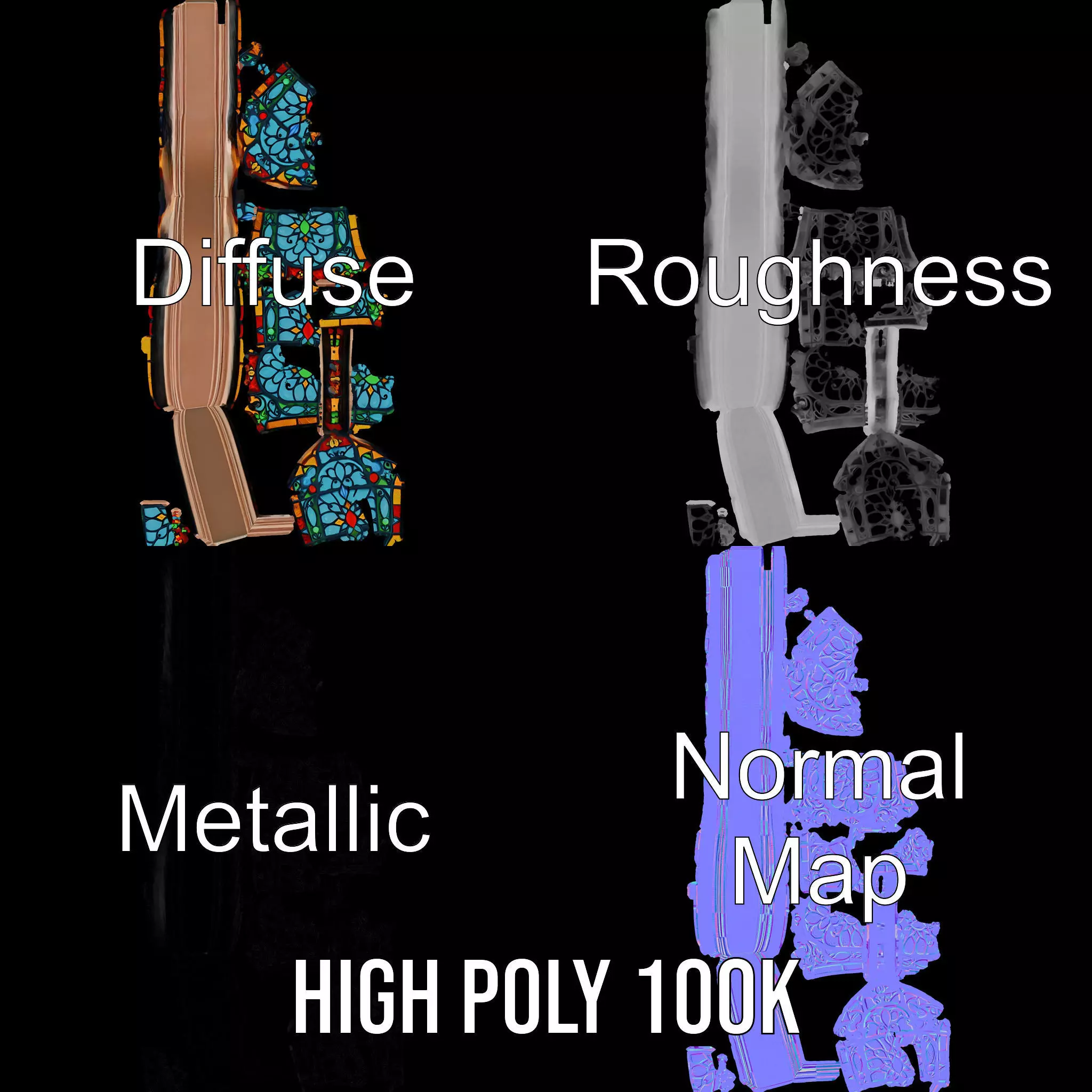 Vibrant Gothic Stained Glass model pack Low-poly 3D model_3