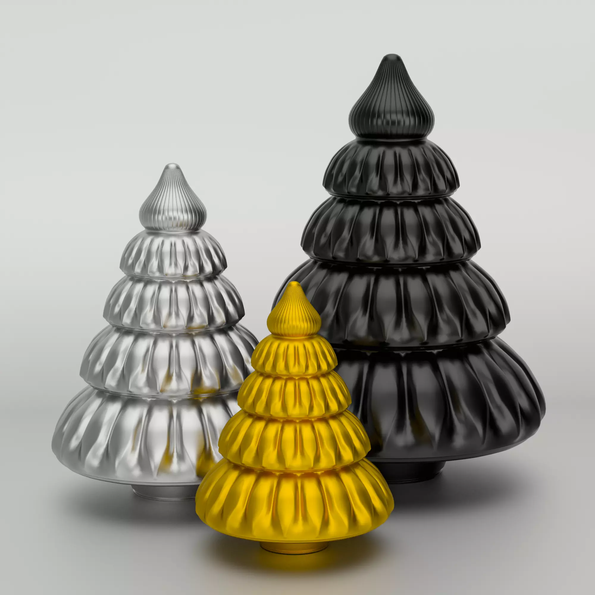 Puffy Christmas Tree Set STL - Print in Place 3D print model_2