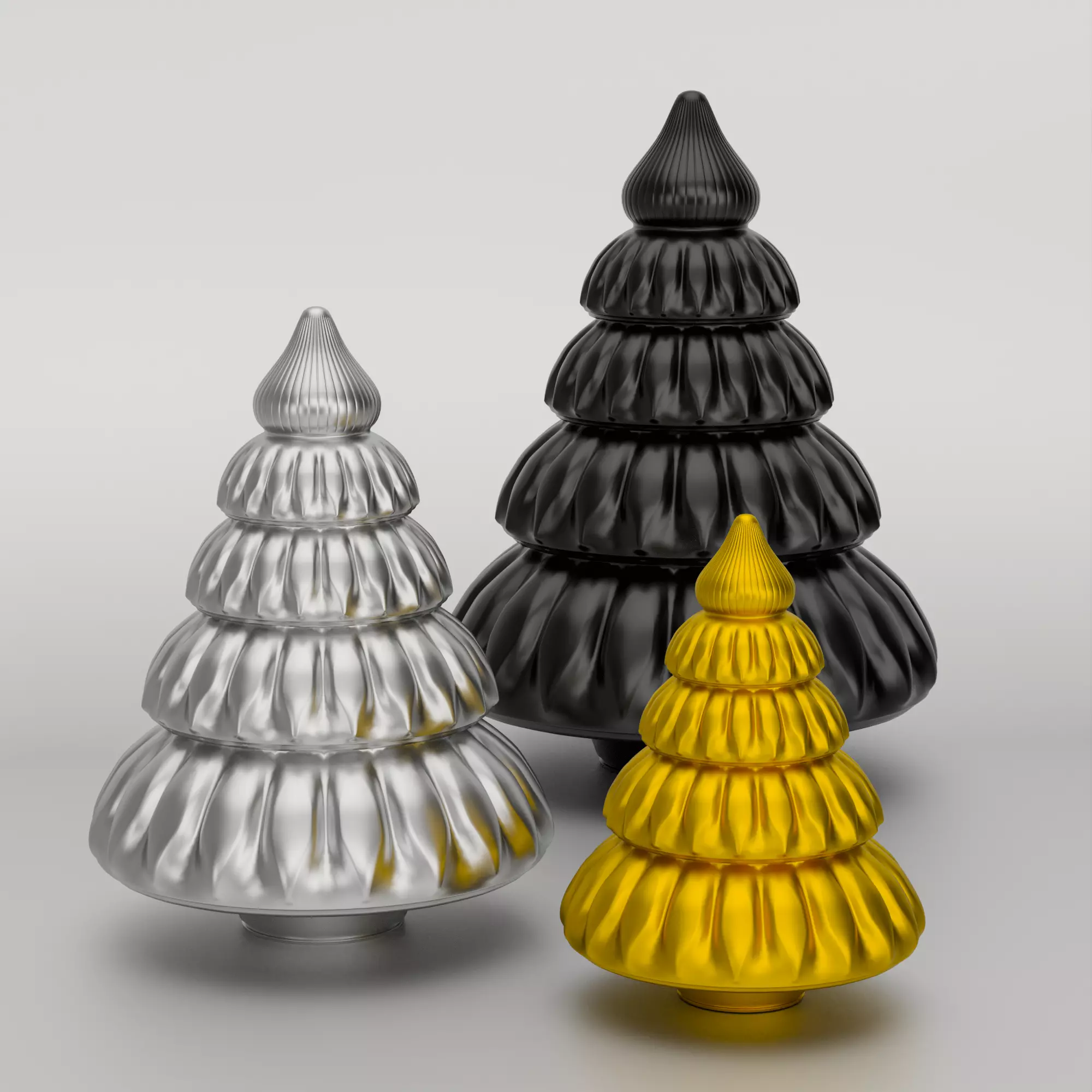 Puffy Christmas Tree Set STL - Print in Place 3D print model_3