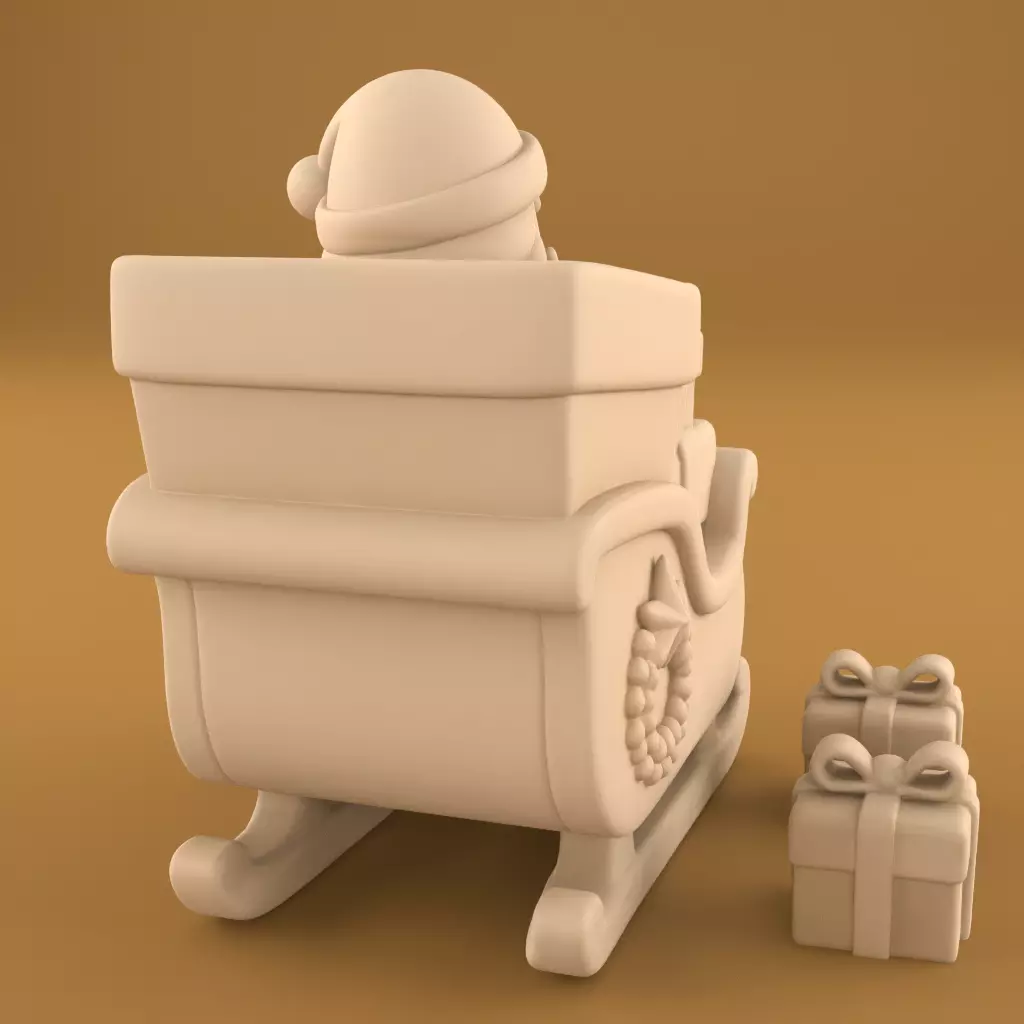 Cute Santa Sleigh Planter Christmas Decor Organizer STL 3D print model_3