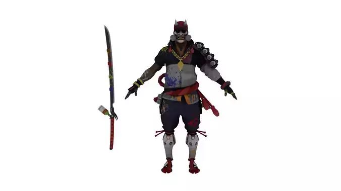 Masked Samurai Ninja 3D Character  Rigged  Textured