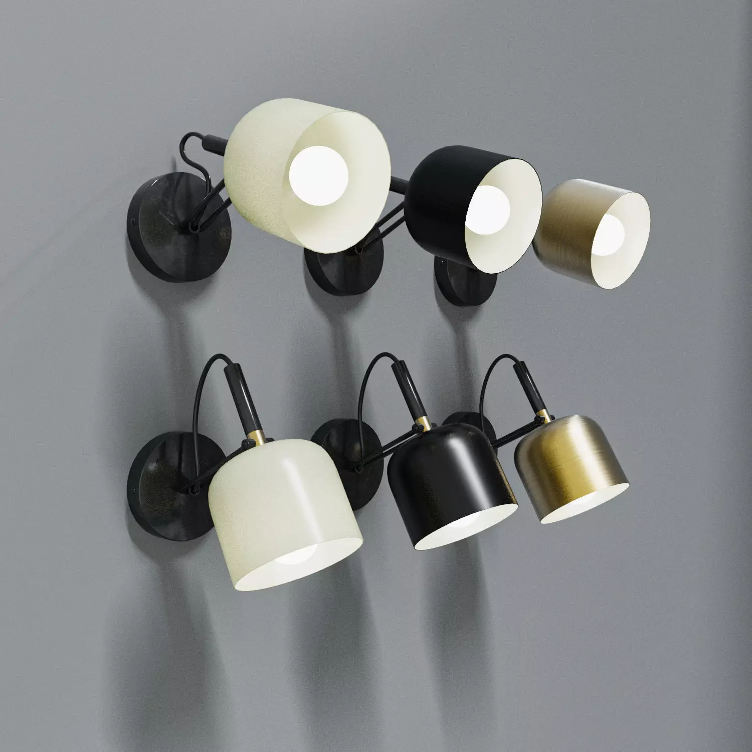 Wall sconces 3 colors 2 positions 3D model_0